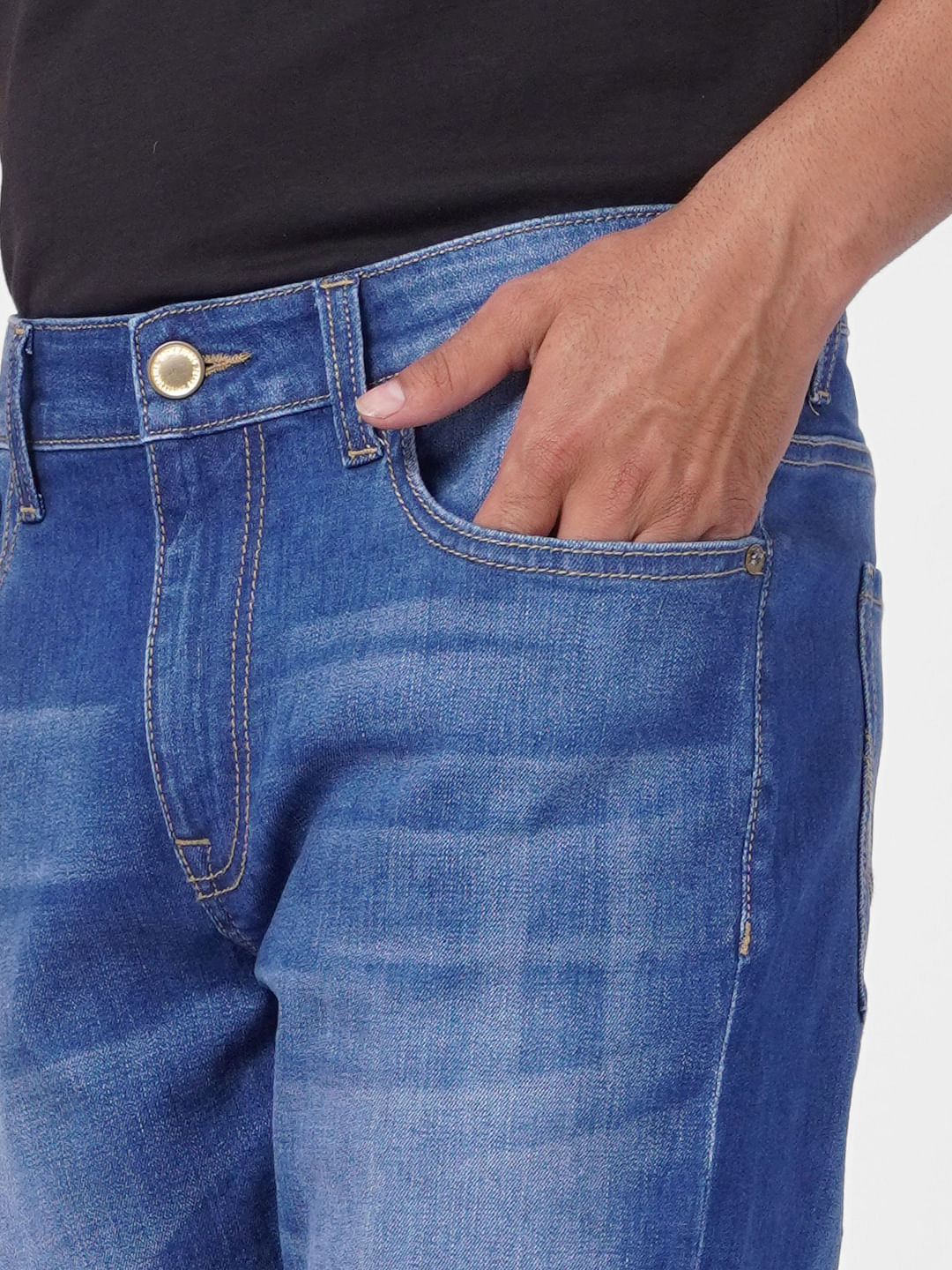 Light Blue Mid Rise Clark Regular Fit Jeans