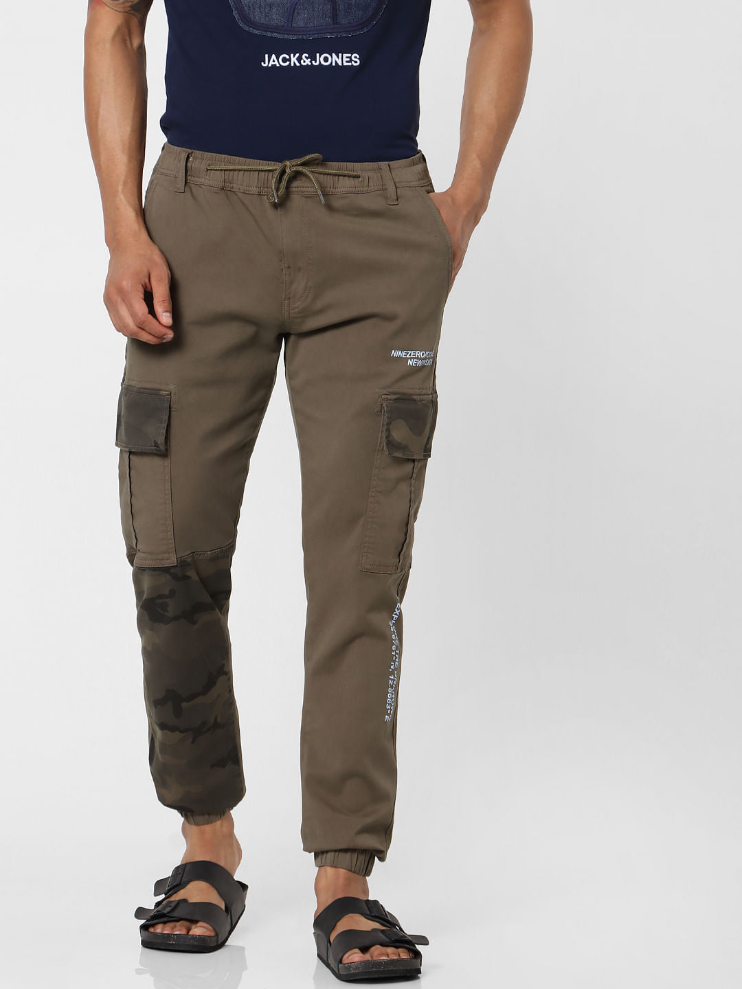 Olive Green Mid Rise Camo Print Pants