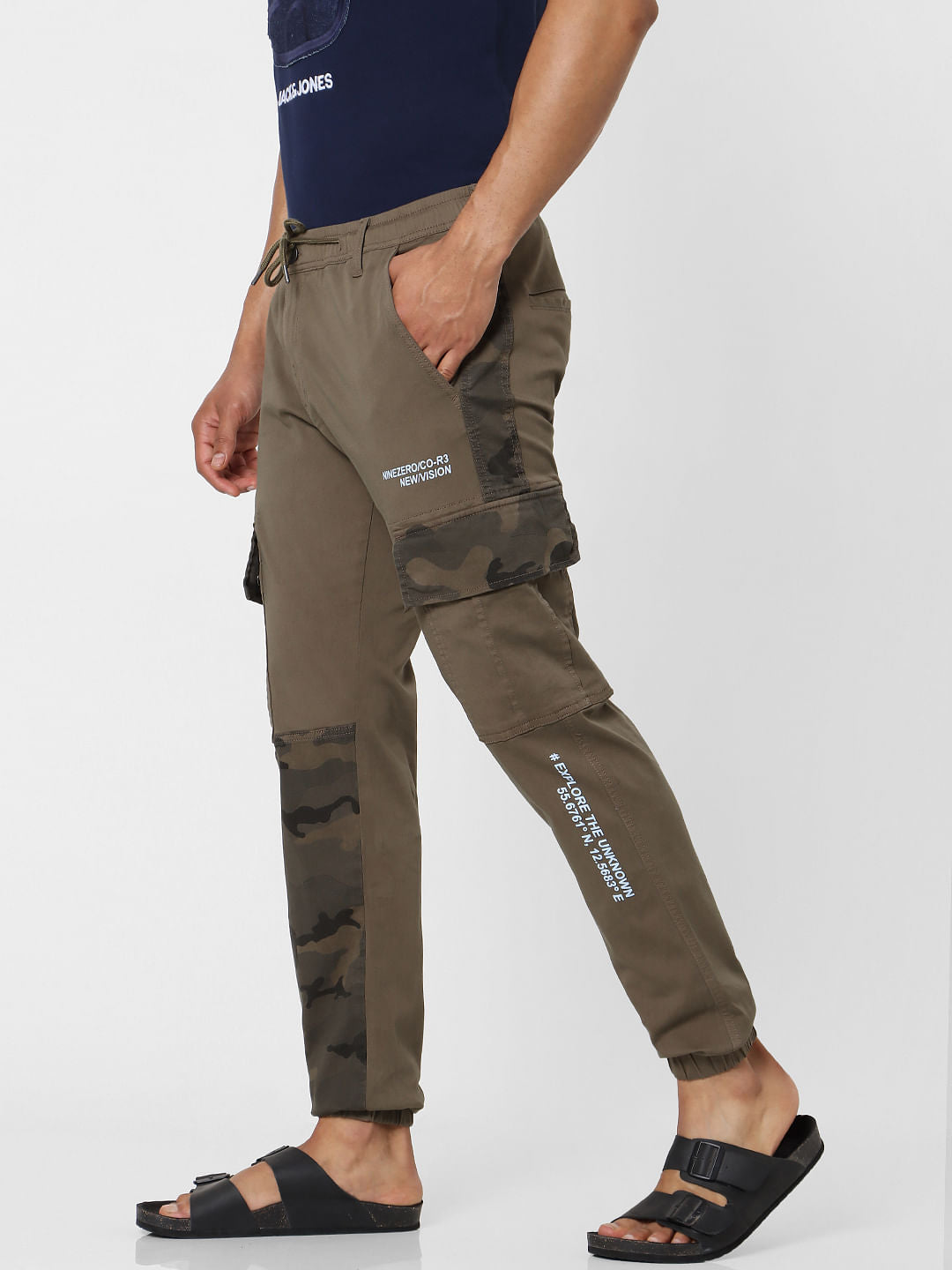 Olive Green Mid Rise Camo Print Pants