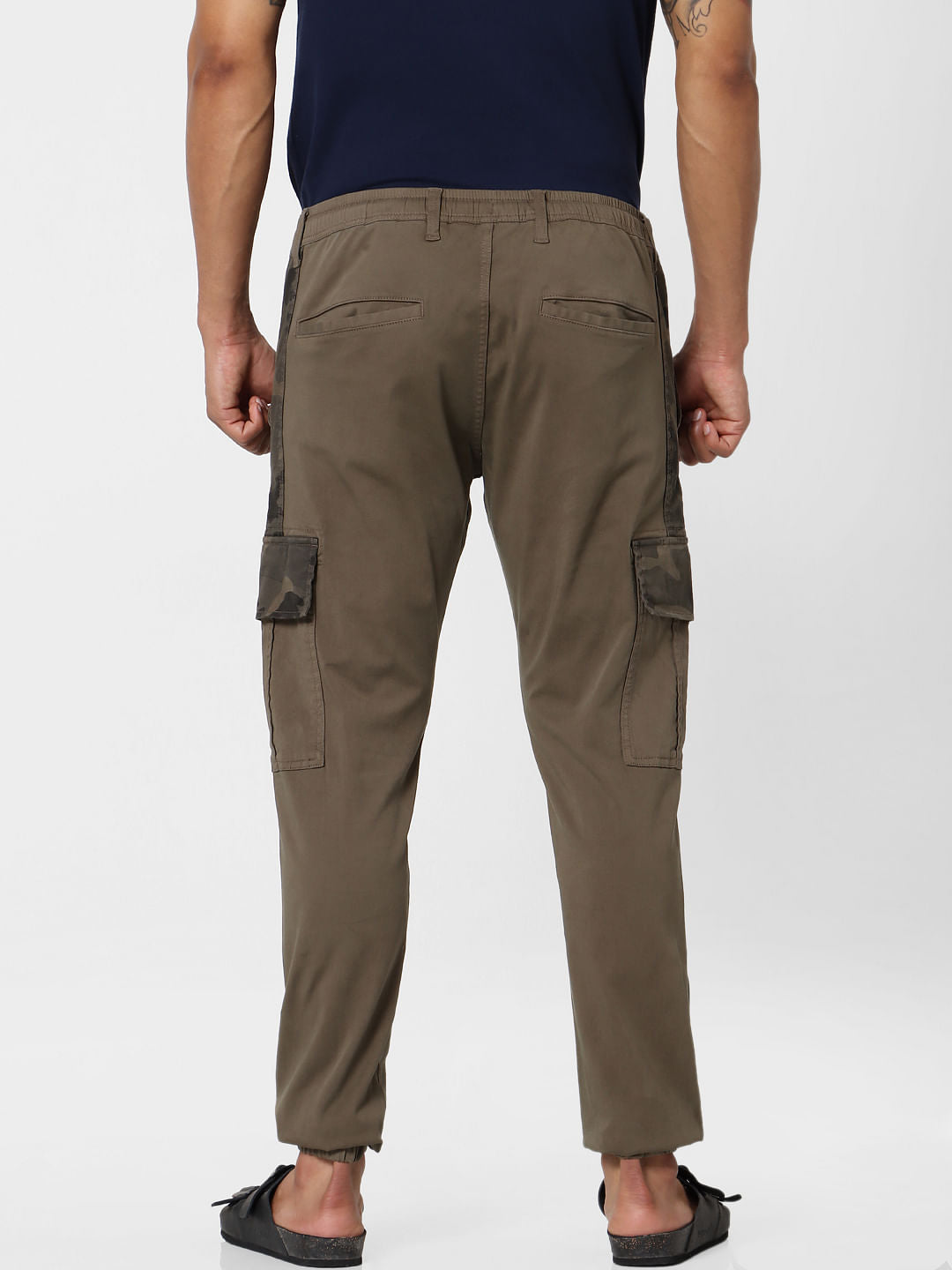 Olive Green Mid Rise Camo Print Pants