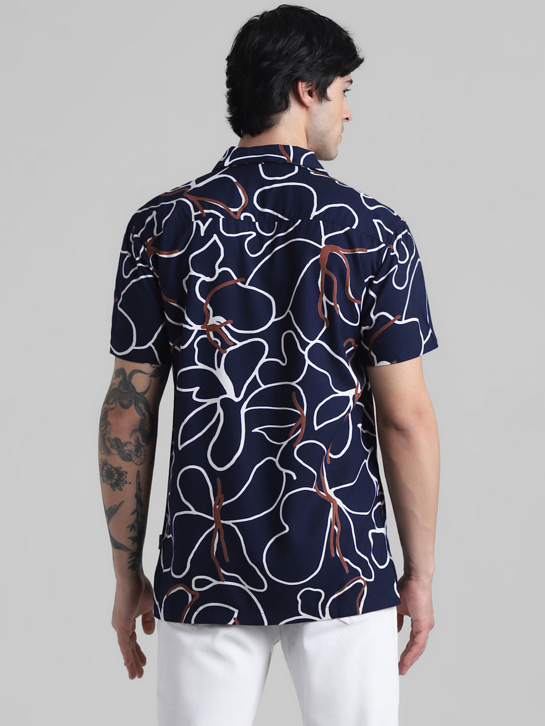 Navy Blue Abstract Print Shirt