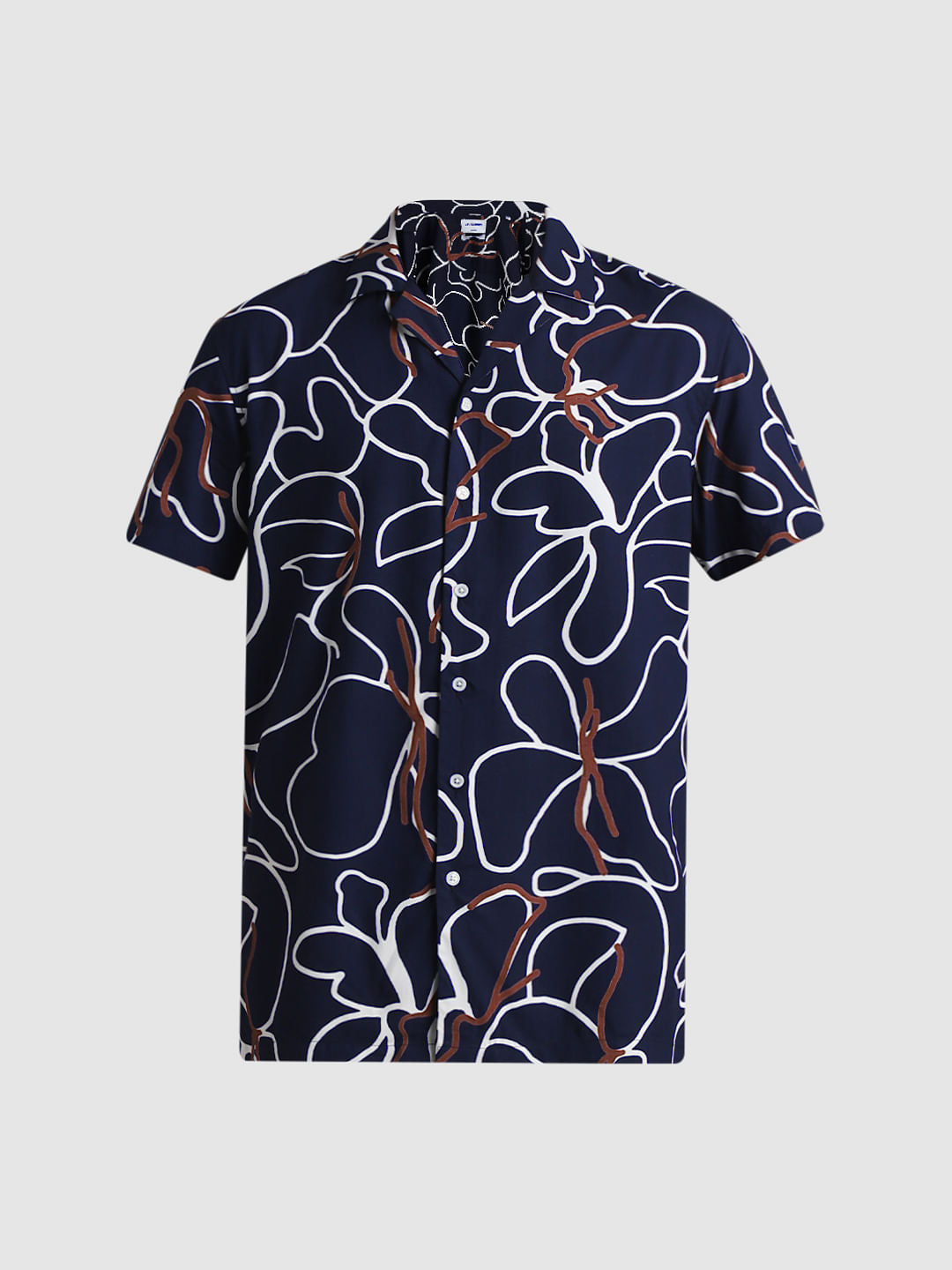 Navy Blue Abstract Print Shirt