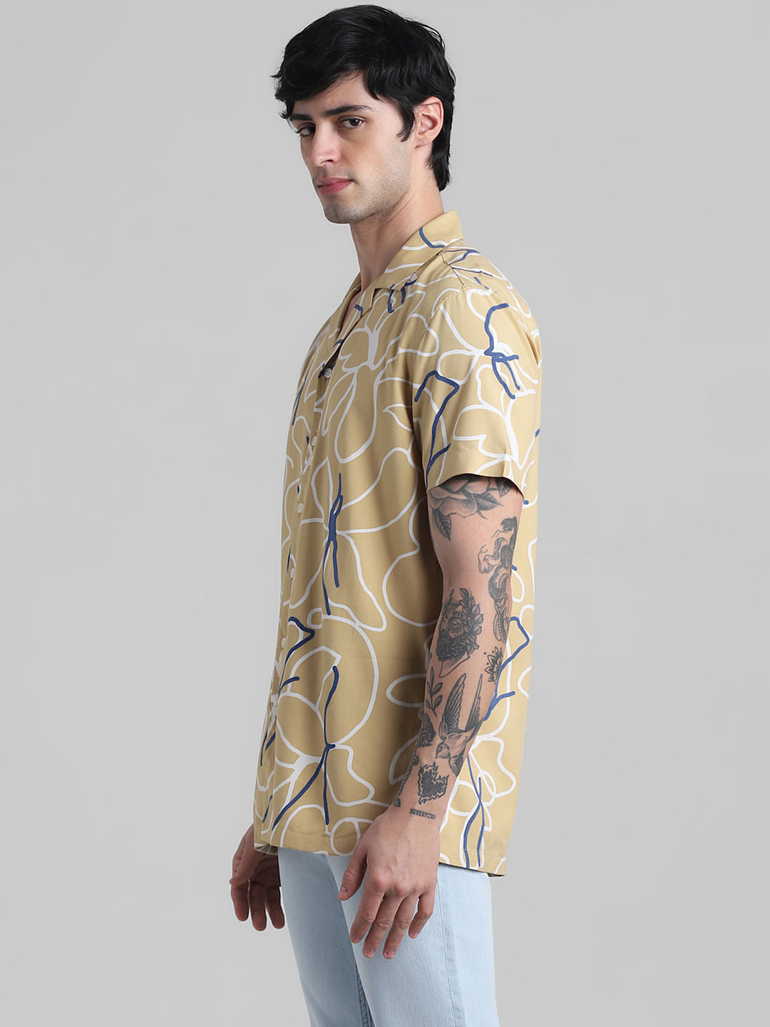 Beige Abstract Print Shirt