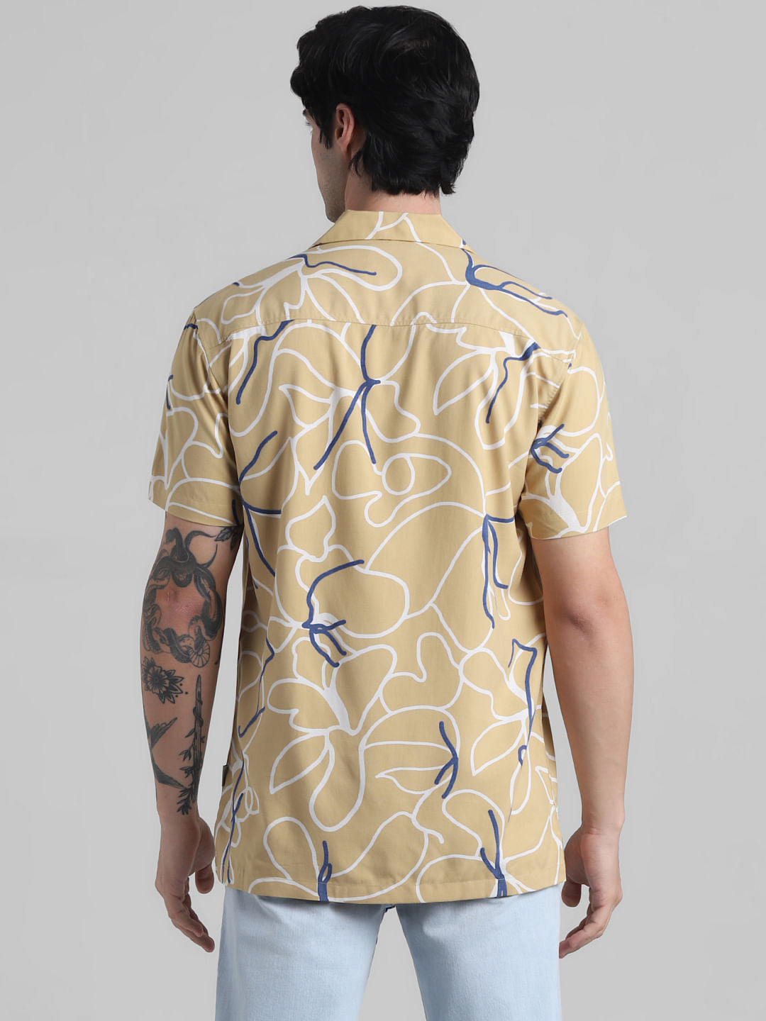 Beige Abstract Print Shirt
