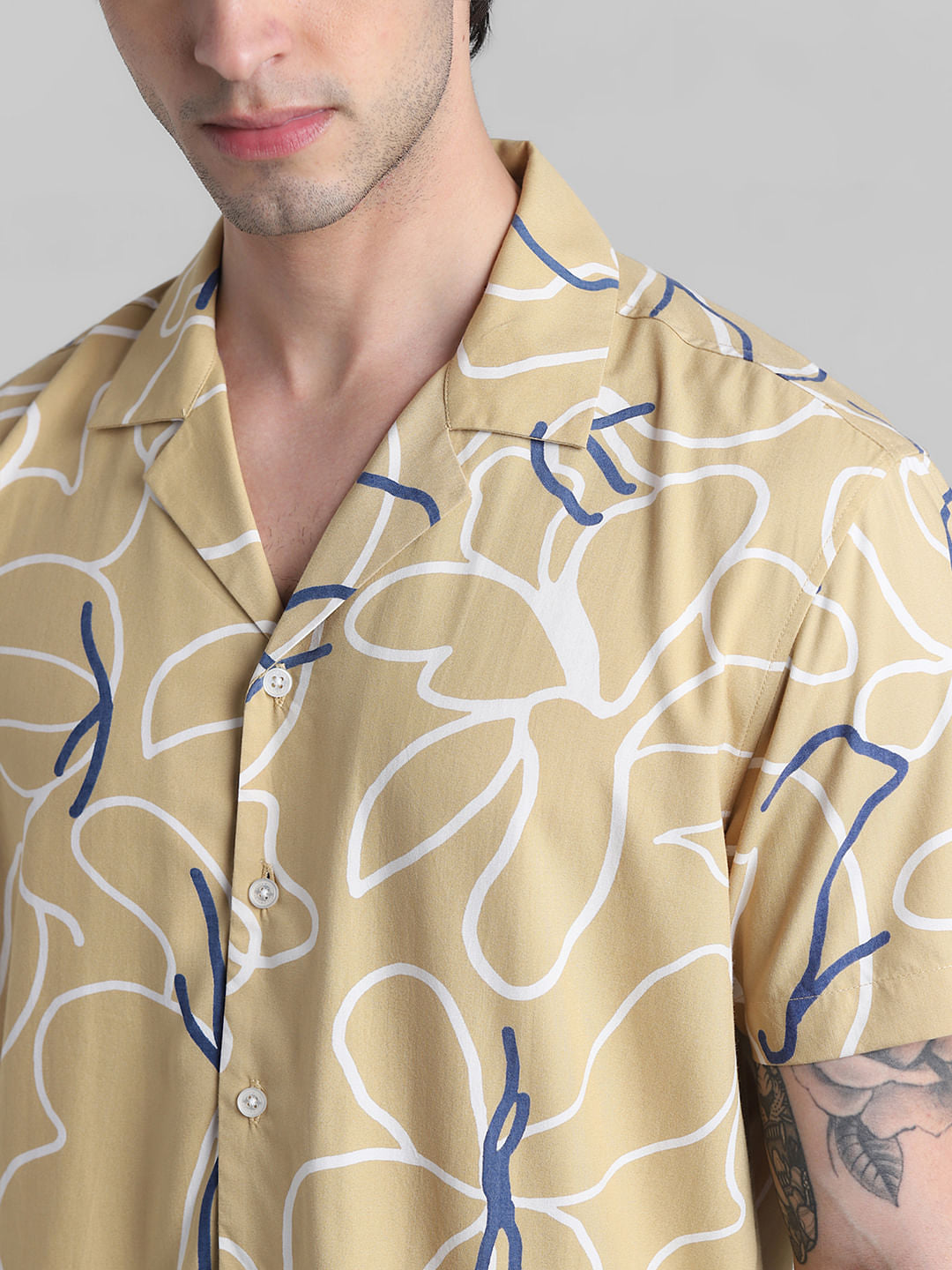 Beige Abstract Print Shirt