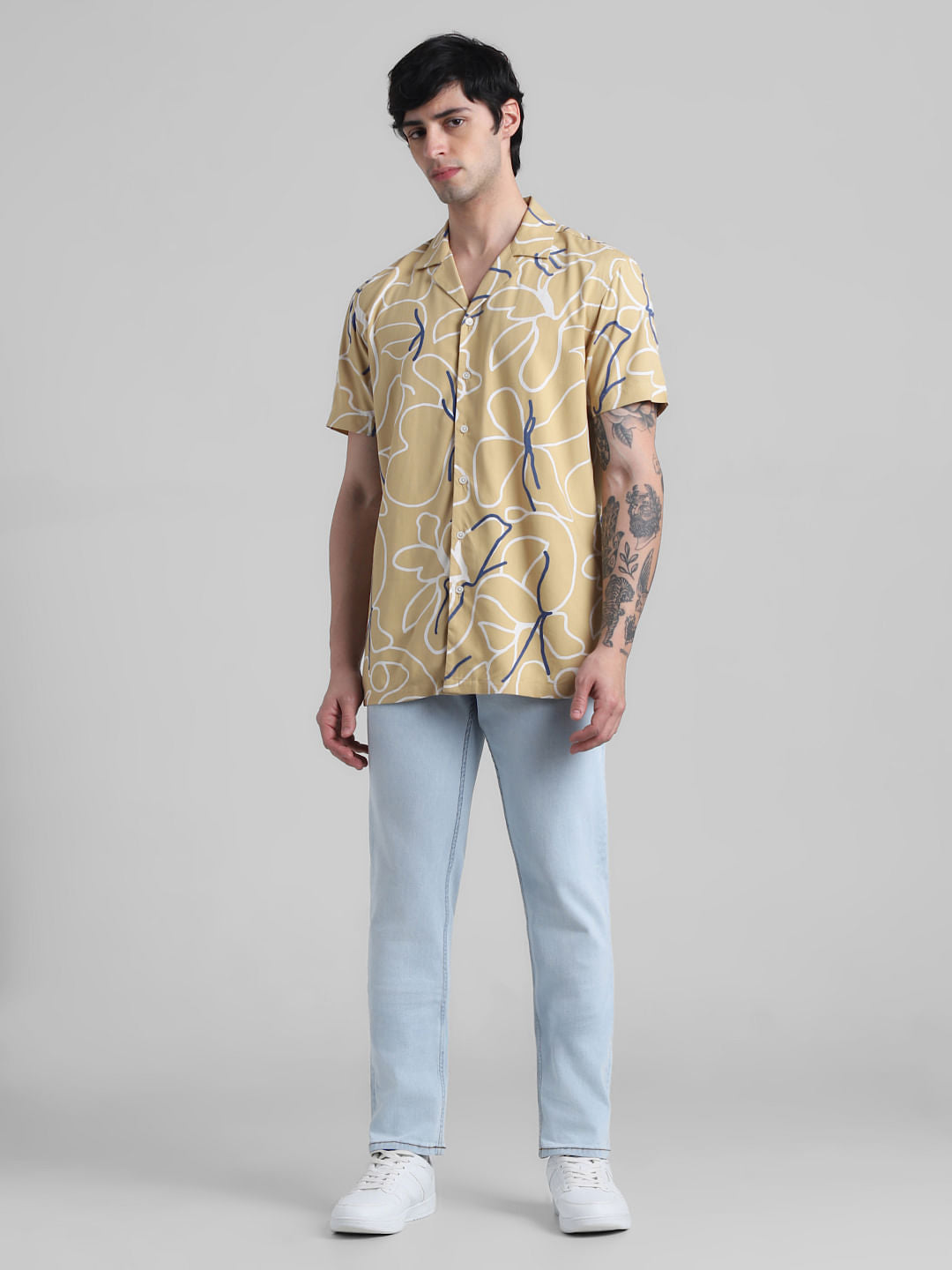 Beige Abstract Print Shirt