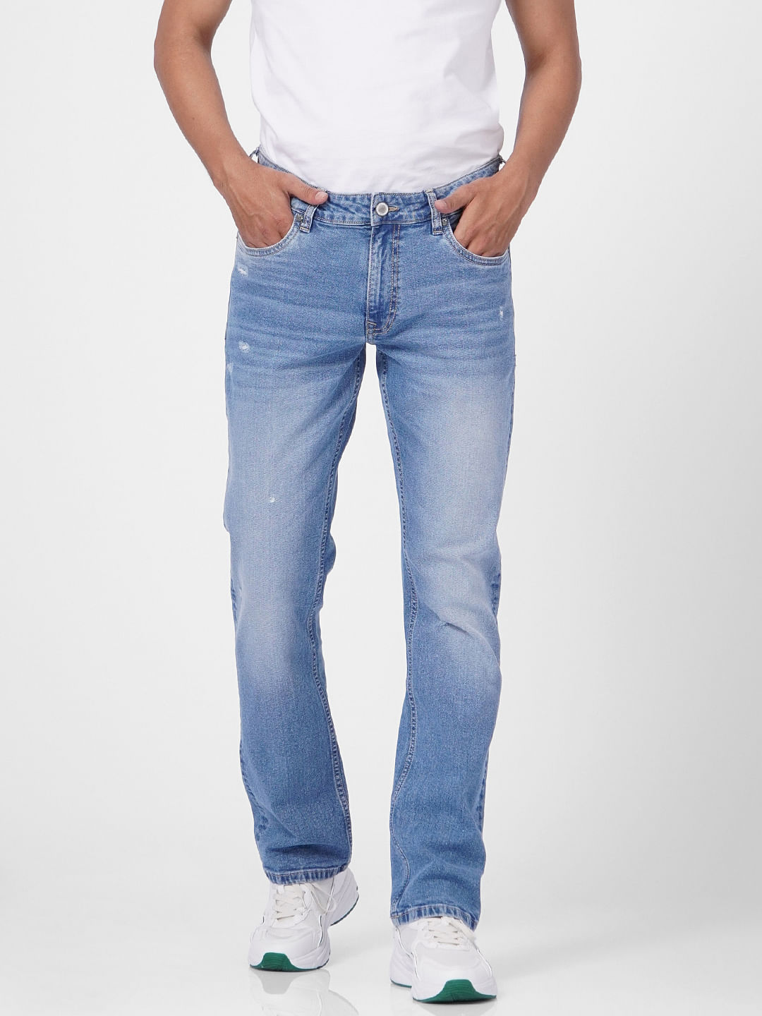 Light Blue Mid Rise Clark Regular Fit Jeans