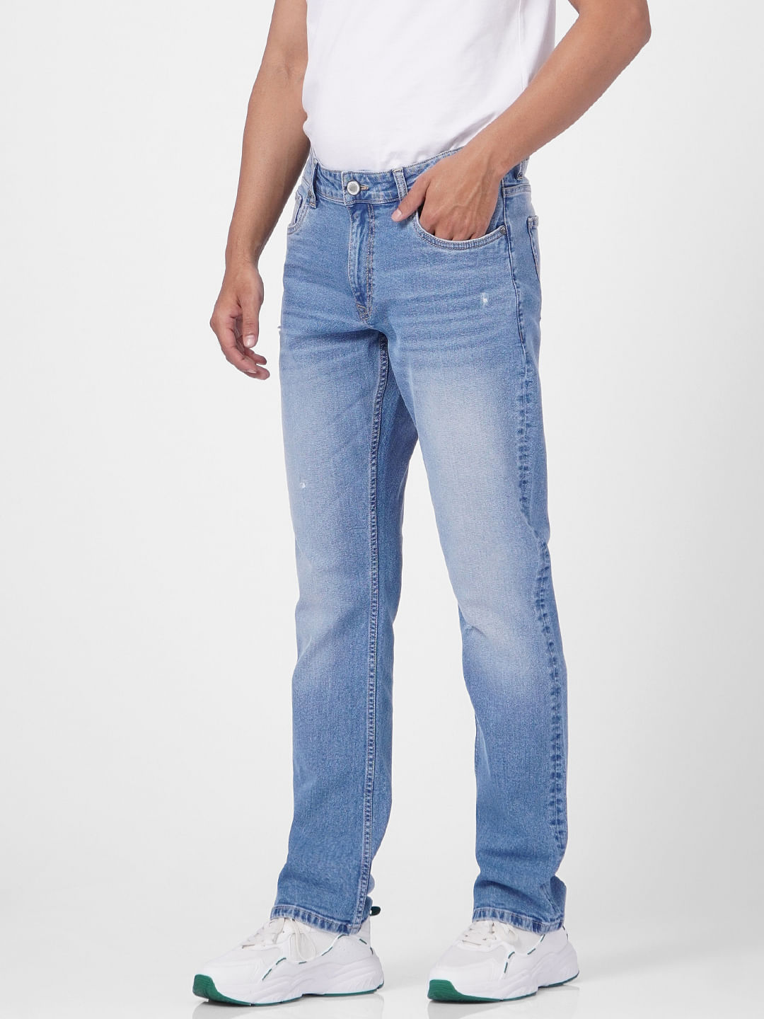 Light Blue Mid Rise Clark Regular Fit Jeans