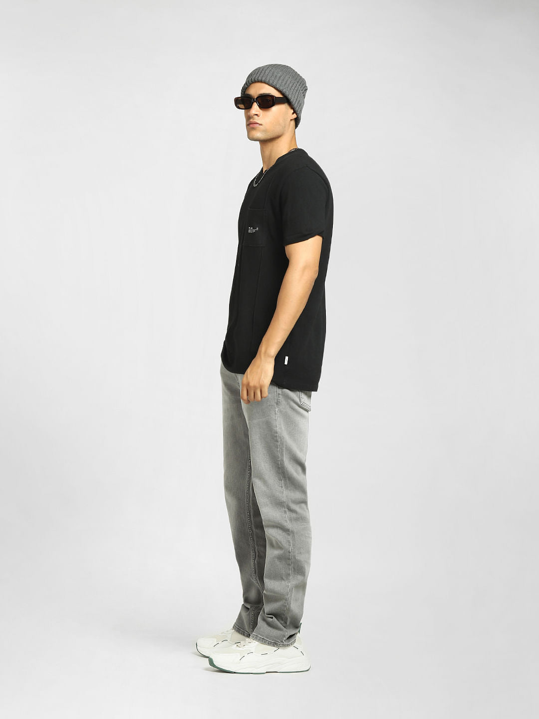 Grey Mid Rise Clark Regular Fit Jeans - 28/30