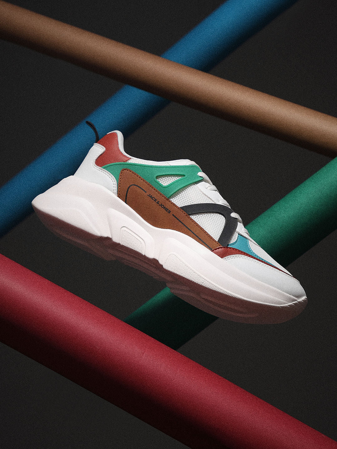Bright White Colourblocked Chunky Sneakers - 40