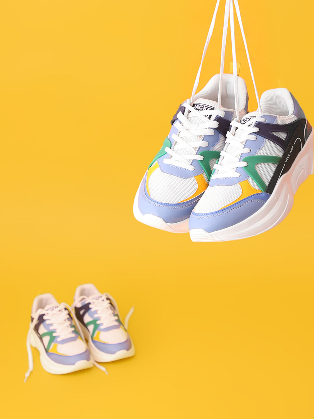 White Colourblocked Chunky Sneakers - 40
