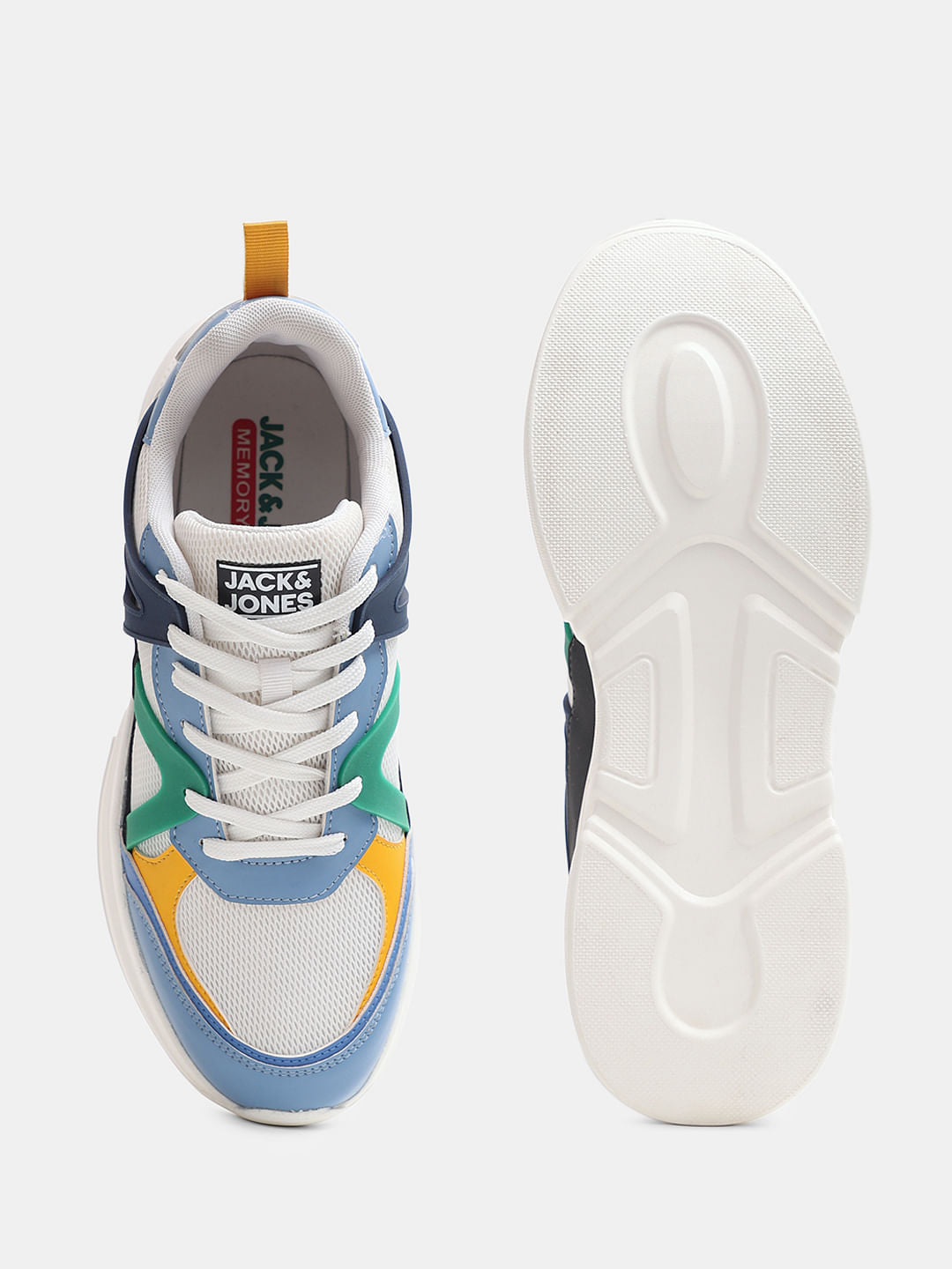 White Colourblocked Chunky Sneakers