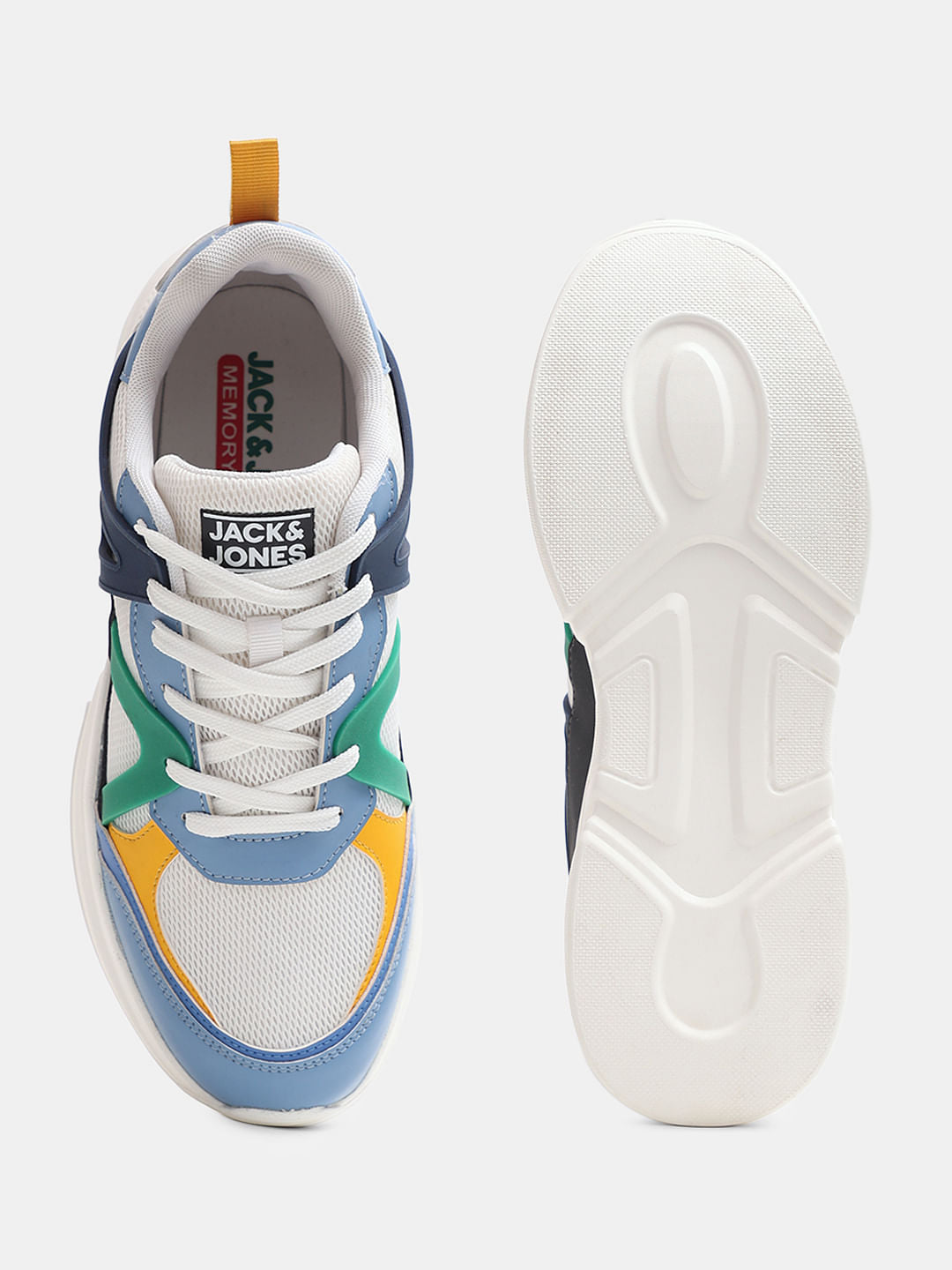 White Colourblocked Chunky Sneakers