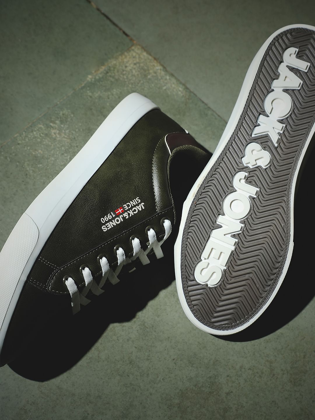 Olive PU Casual Sneakers - 40