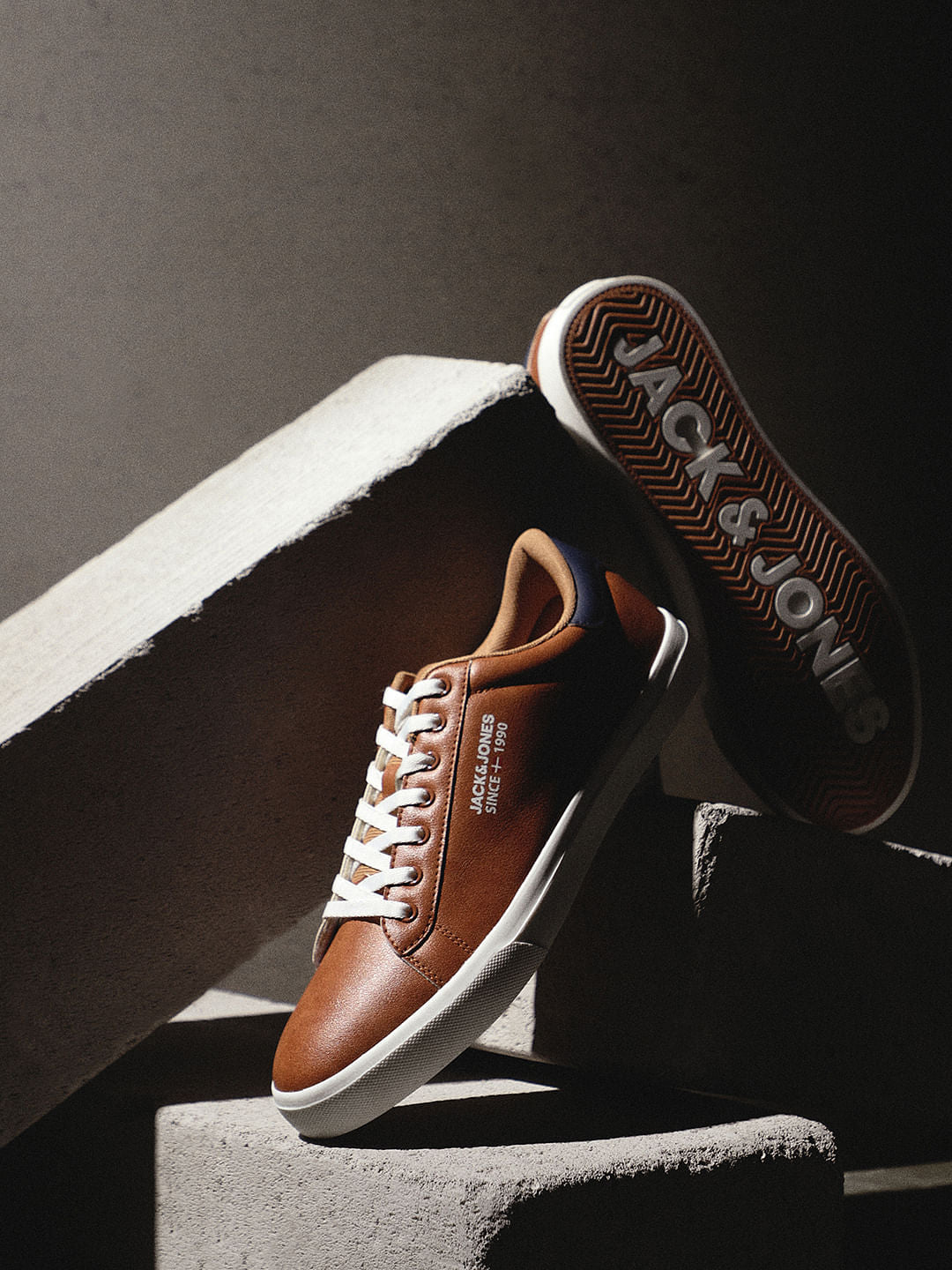 Tan PU Casual Sneakers