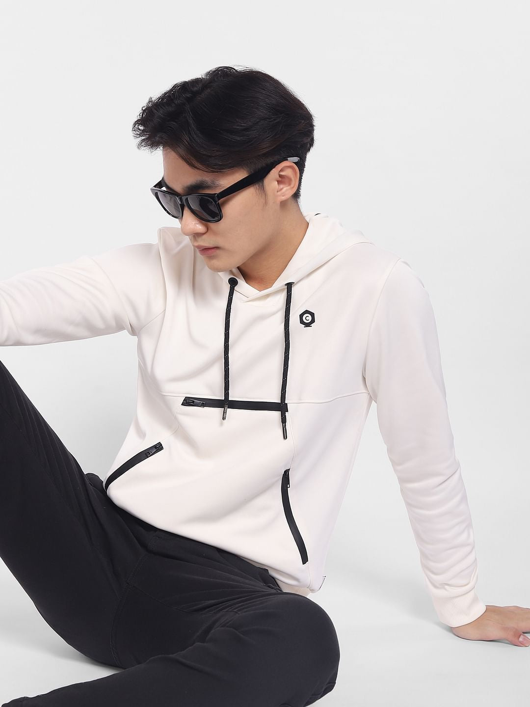 White Hooded Co-ord Sweatshirt - M