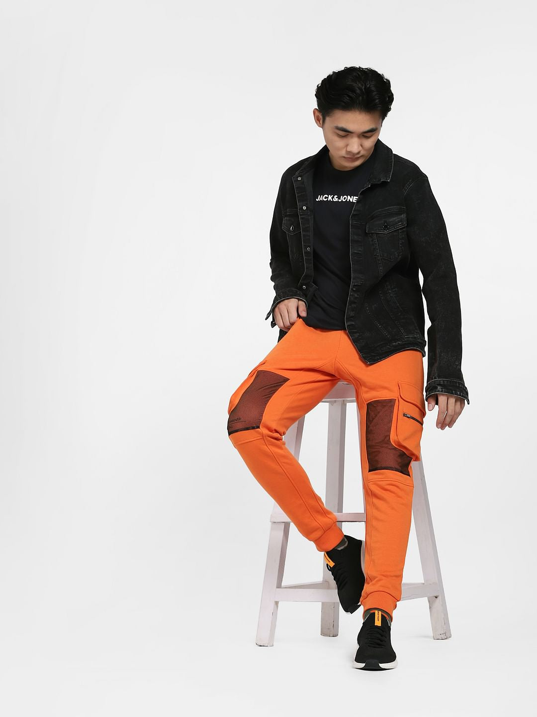 Orange Mid Rise Pocket Detail Sweatpants - S