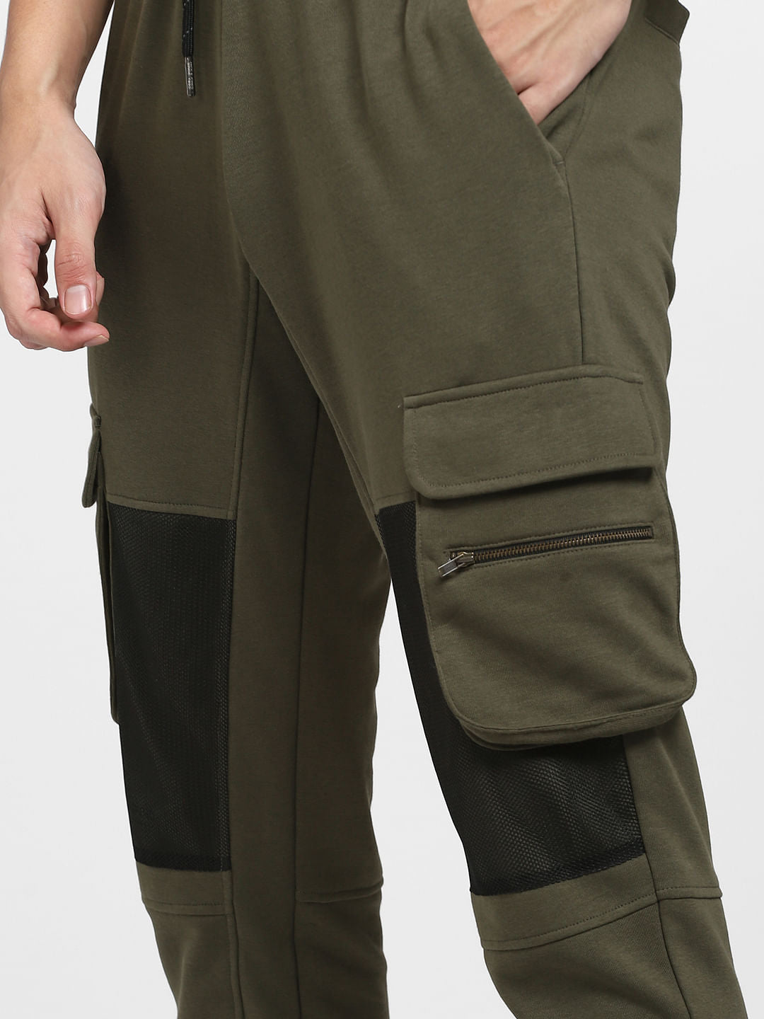 Green Mid Rise Colourblocked Sweatpants