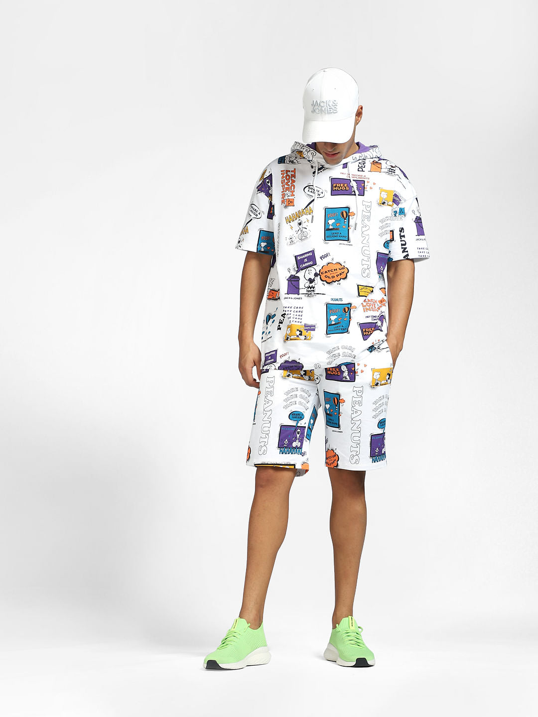 X PEANUTS White Graphic Print Co-ord Sweatshorts - S
