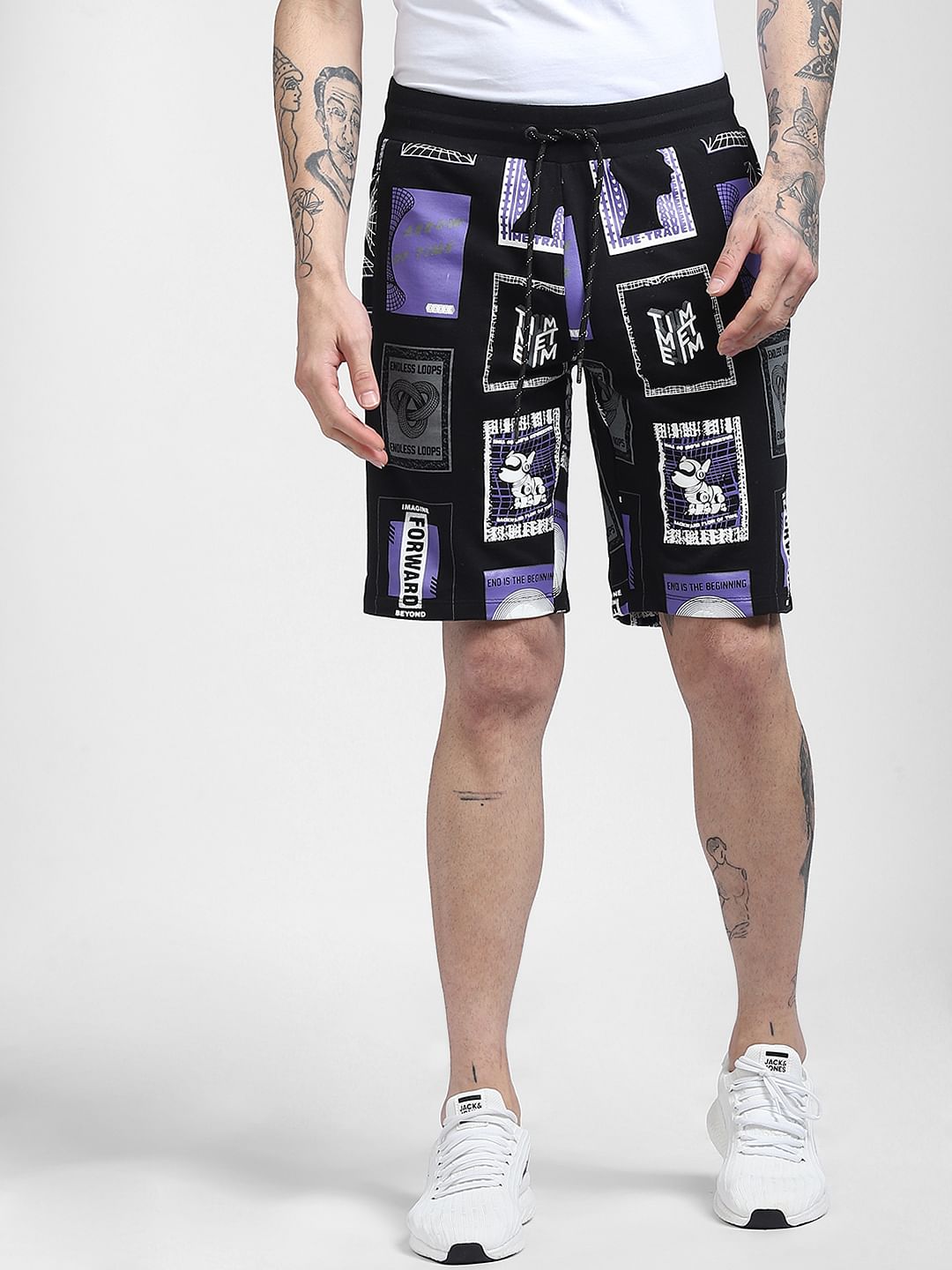 Black Graphic Print Co-ord Shorts