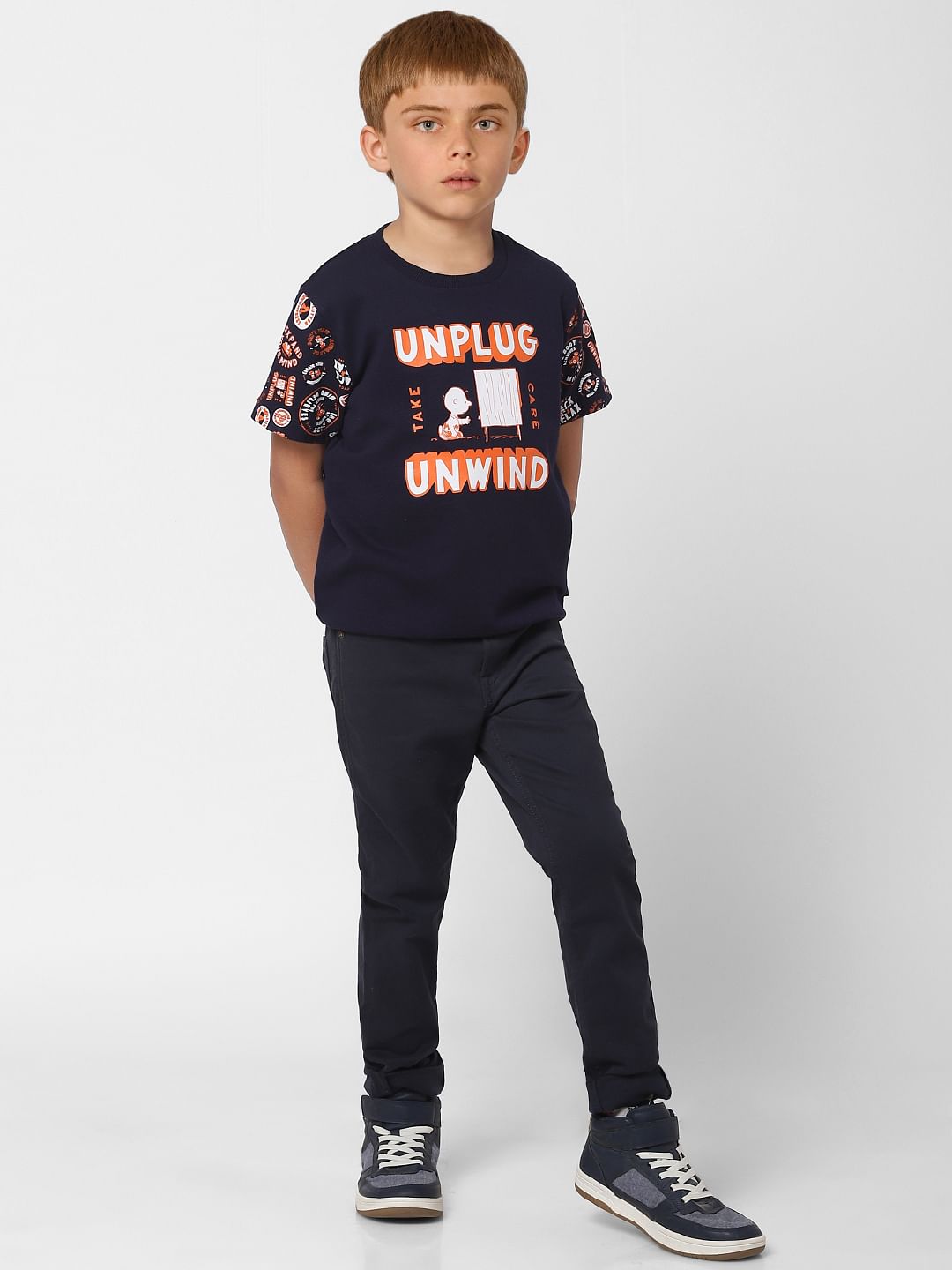Boys X PEANUTS Blue Graphic Print Hooded T-shirt