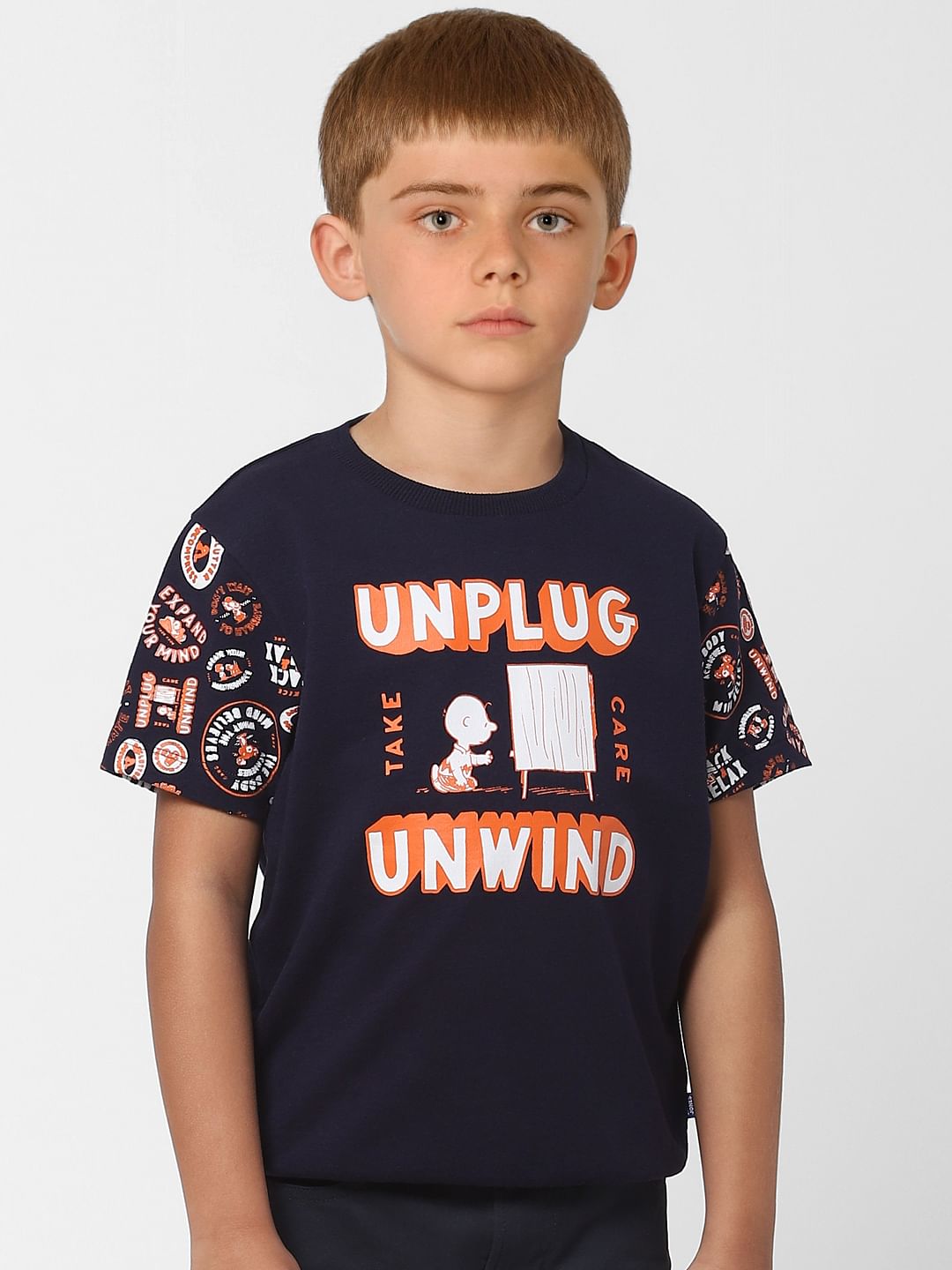 Boys X PEANUTS Blue Graphic Print Hooded T-shirt