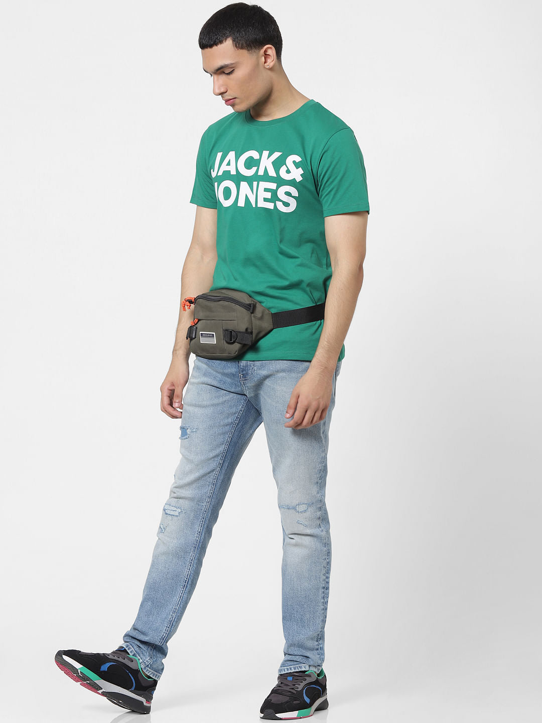 Blue Low Rise Tim Distressed Slim Fit Jeans