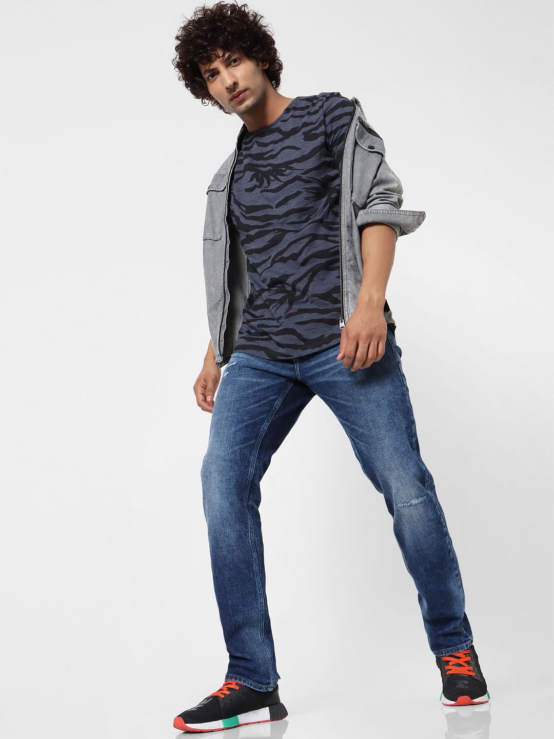 Blue Low Rise Tim Washed Anti Fit Jeans - 28/30