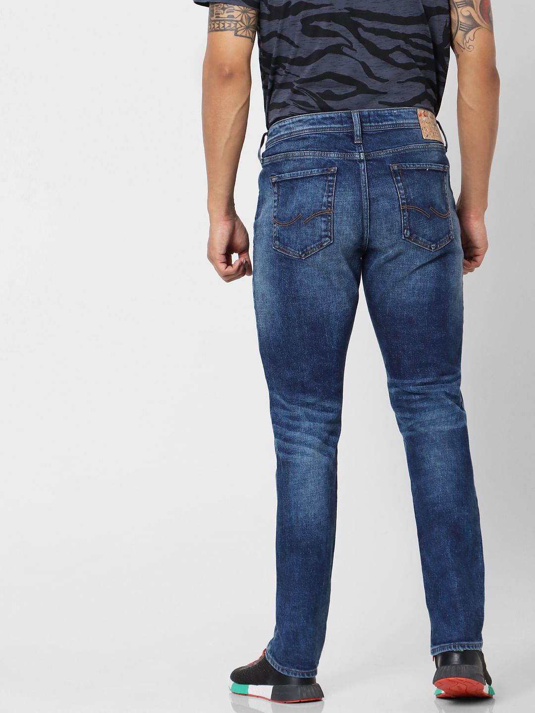 Blue Low Rise Tim Washed Anti Fit Jeans