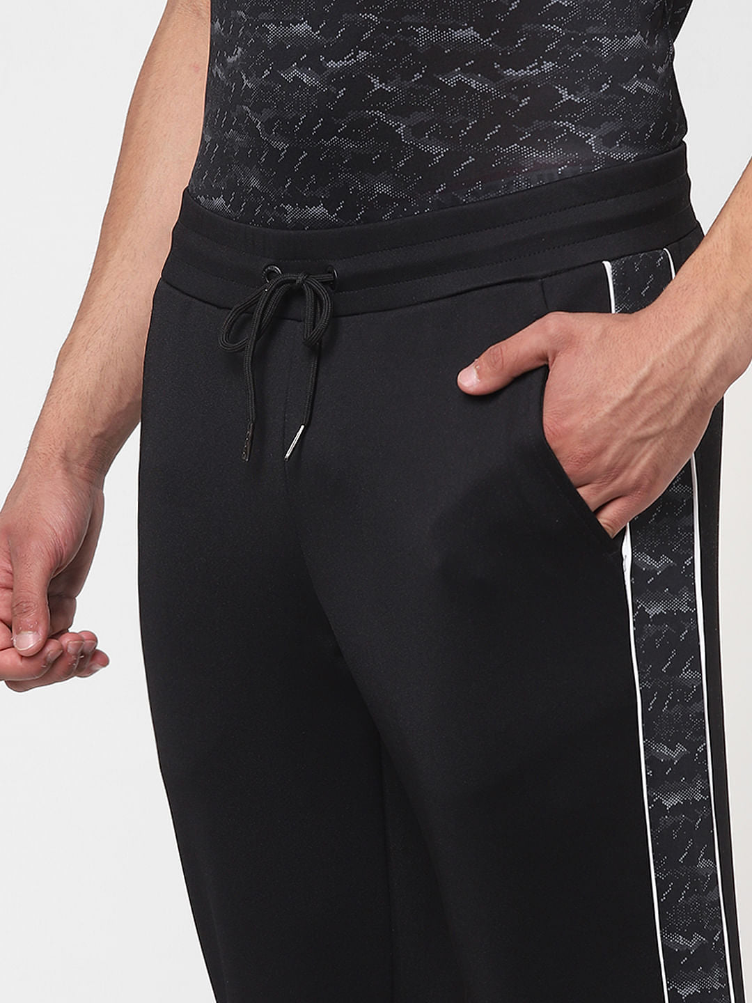 Black Patterned Trackpants