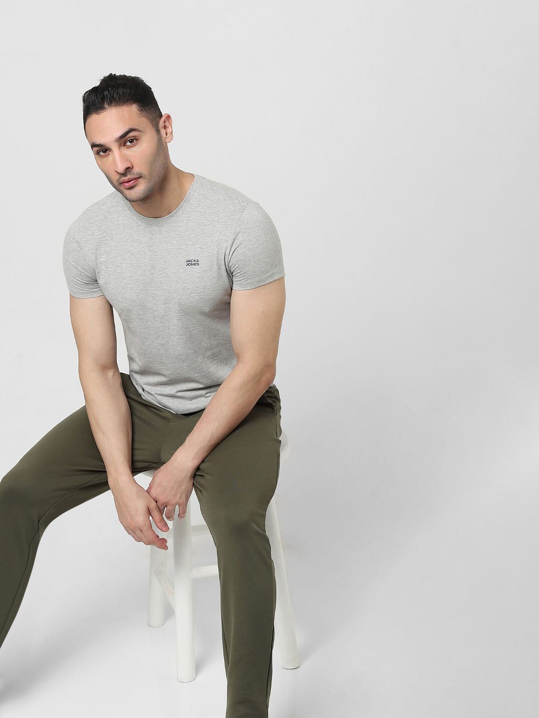 Grey Logo Print T-shirt - S