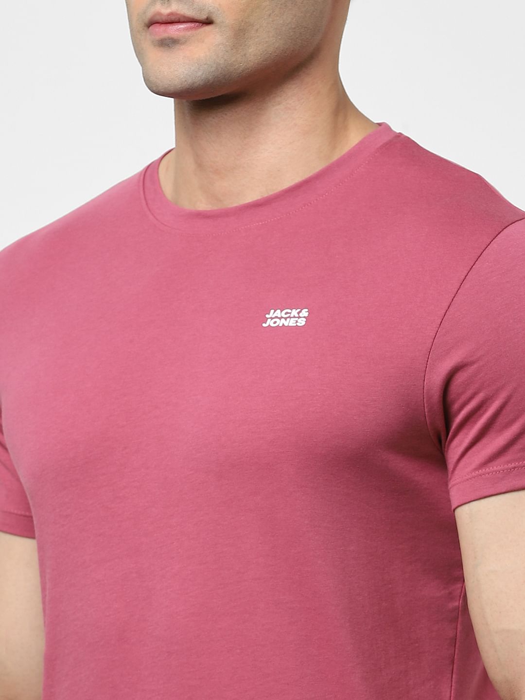 Pink Logo Print Crew Neck T-shirt
