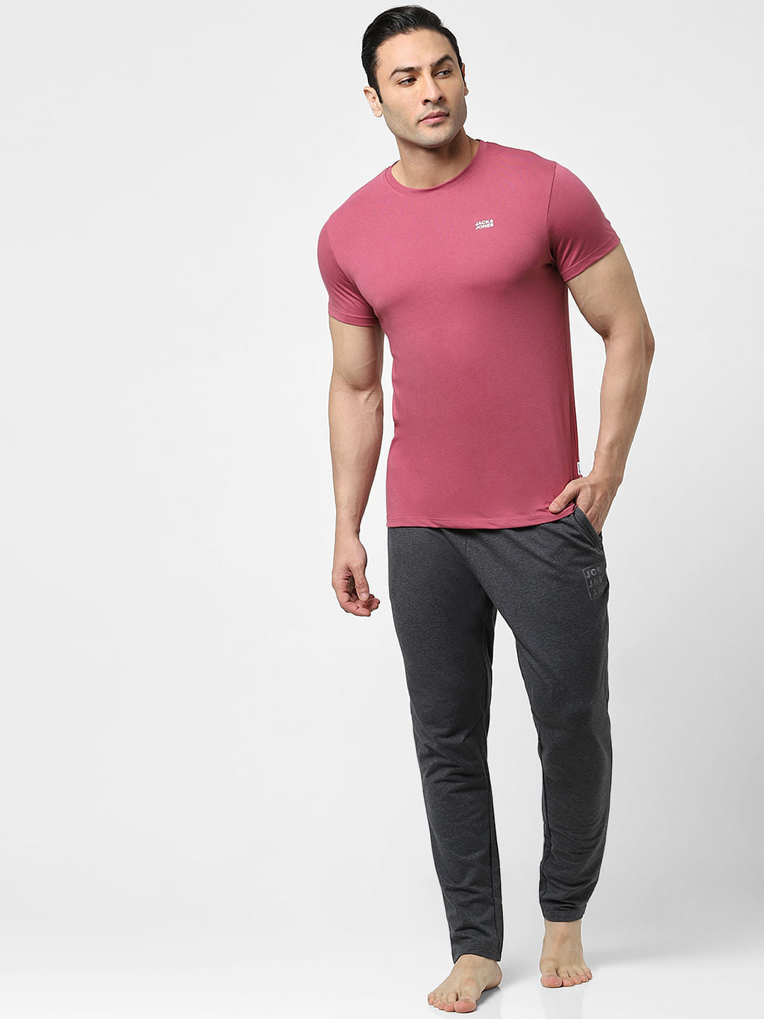 Pink Logo Print Crew Neck T-shirt