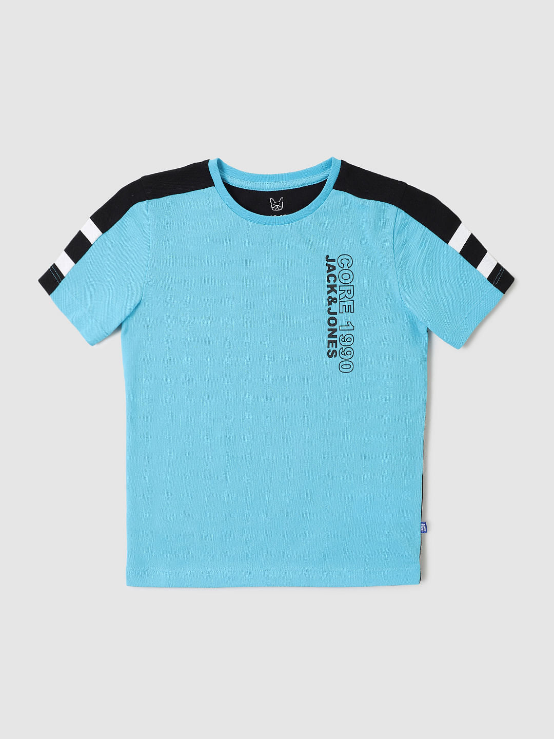 Boys Blue Colourblocked Crew Neck T-shirt
