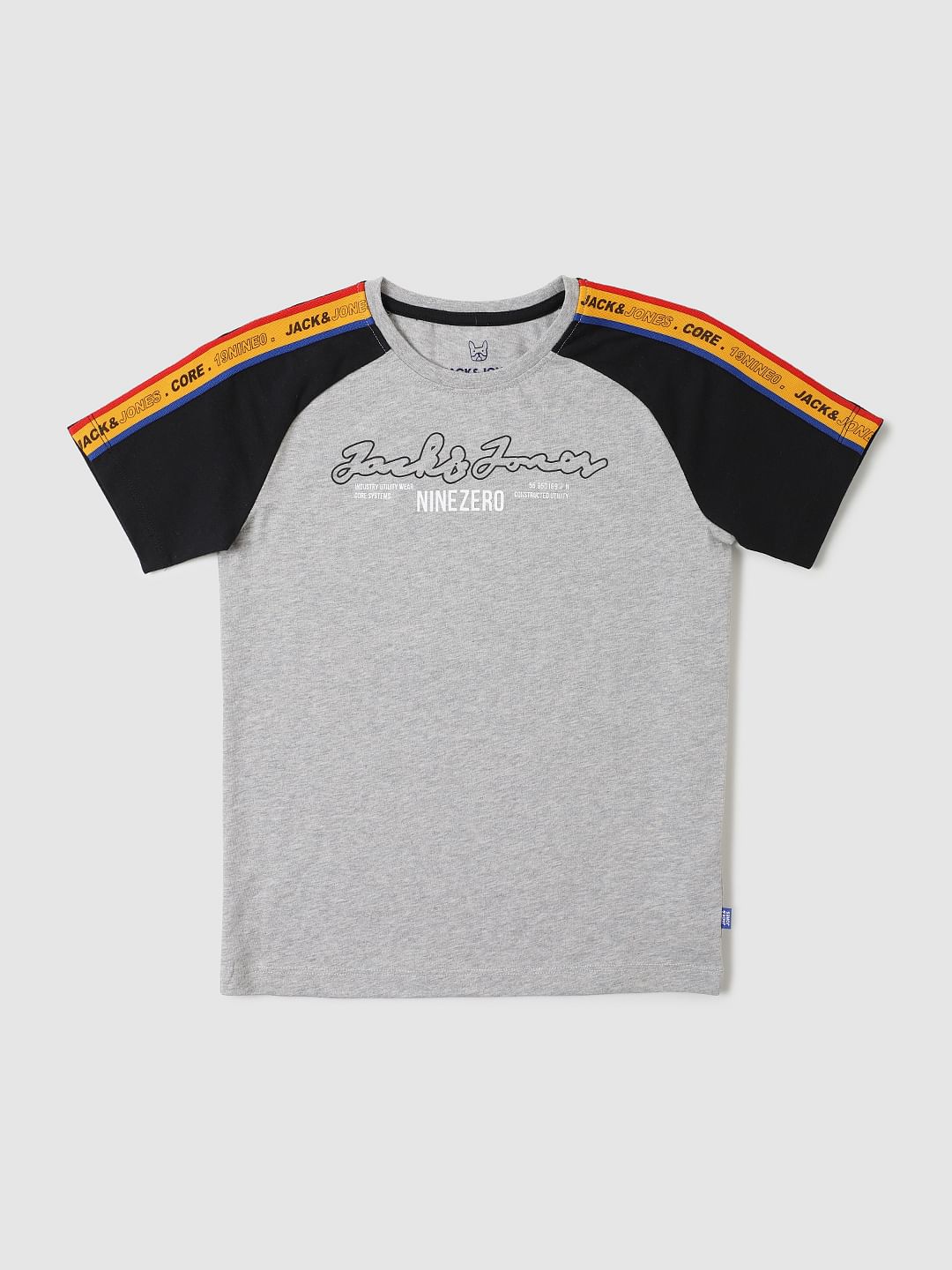 Boys Grey Tape Detail Crew Neck Shirt - 4/5Y