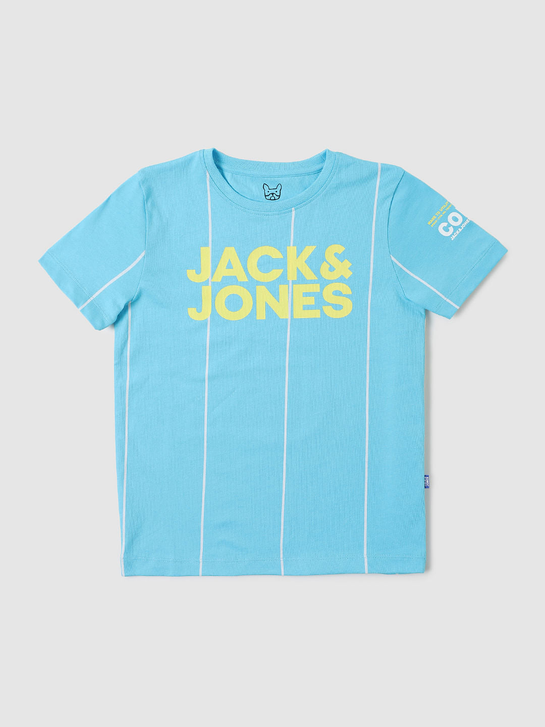 Boys Blue Striped Logo Print Crew Neck T-shirt - 4/5Y