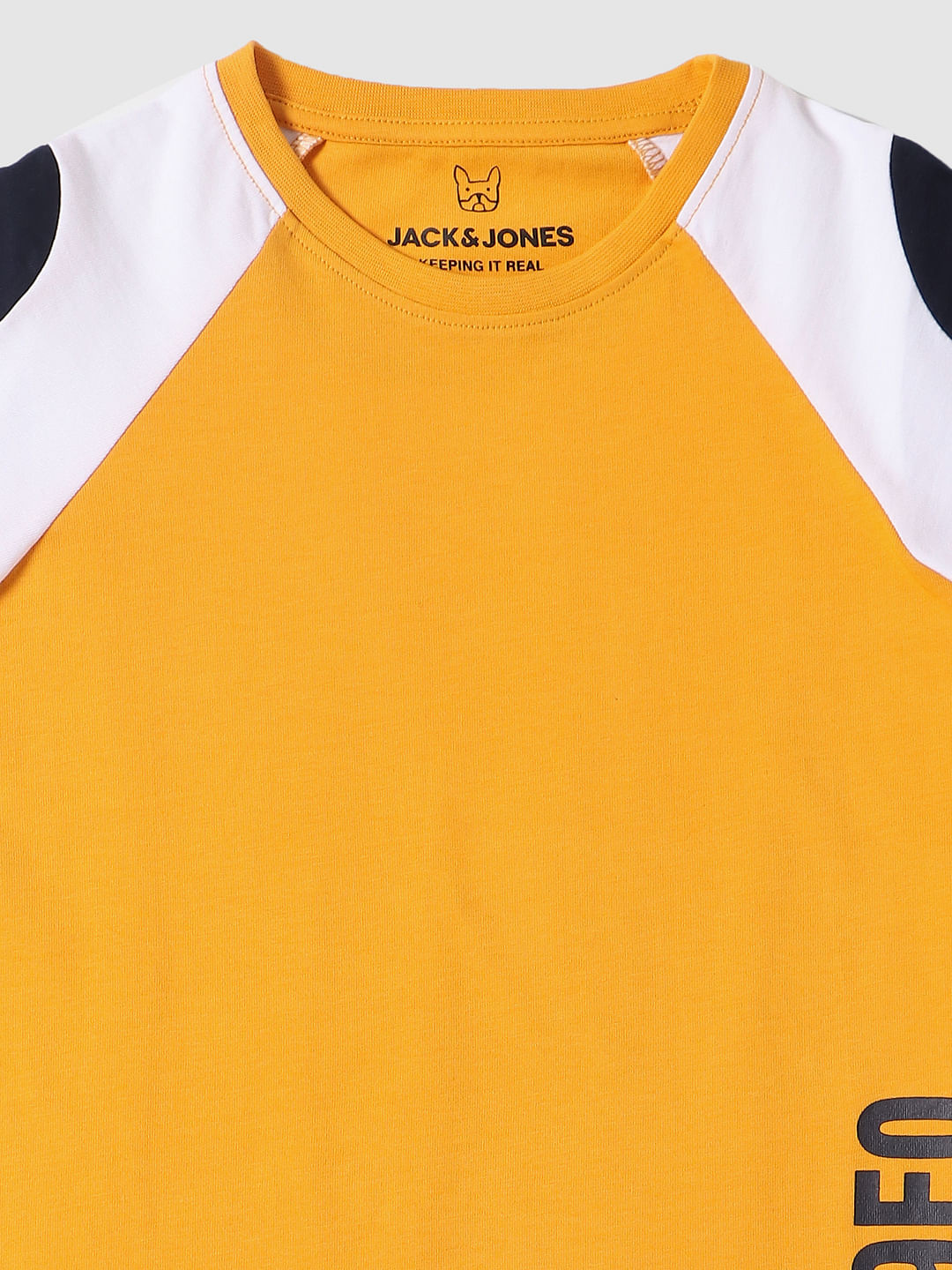 Boys Yellow Colourblocked Crew Neck T-shirt