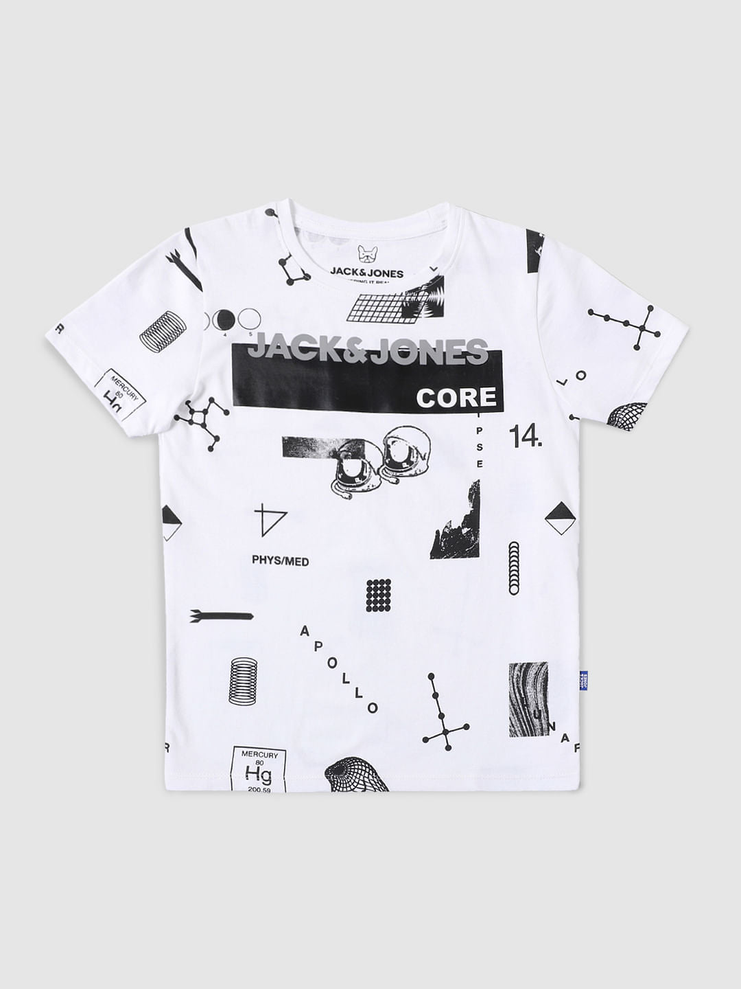 Boys White Graphic Print Crew Neck T-shirt - 4/5Y