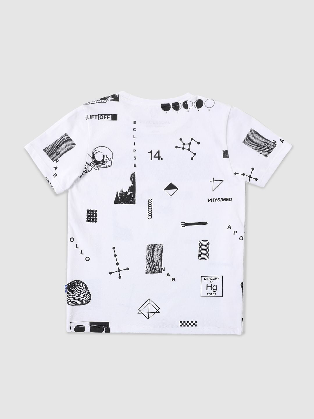 Boys White Graphic Print Crew Neck T-shirt