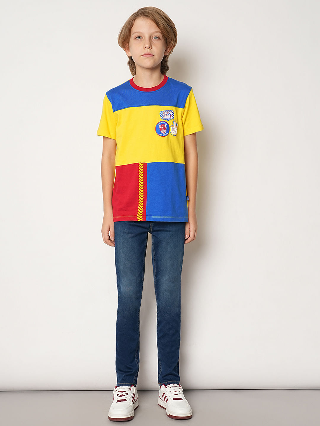 Yellow Colourblocked Crew Neck T-shirt