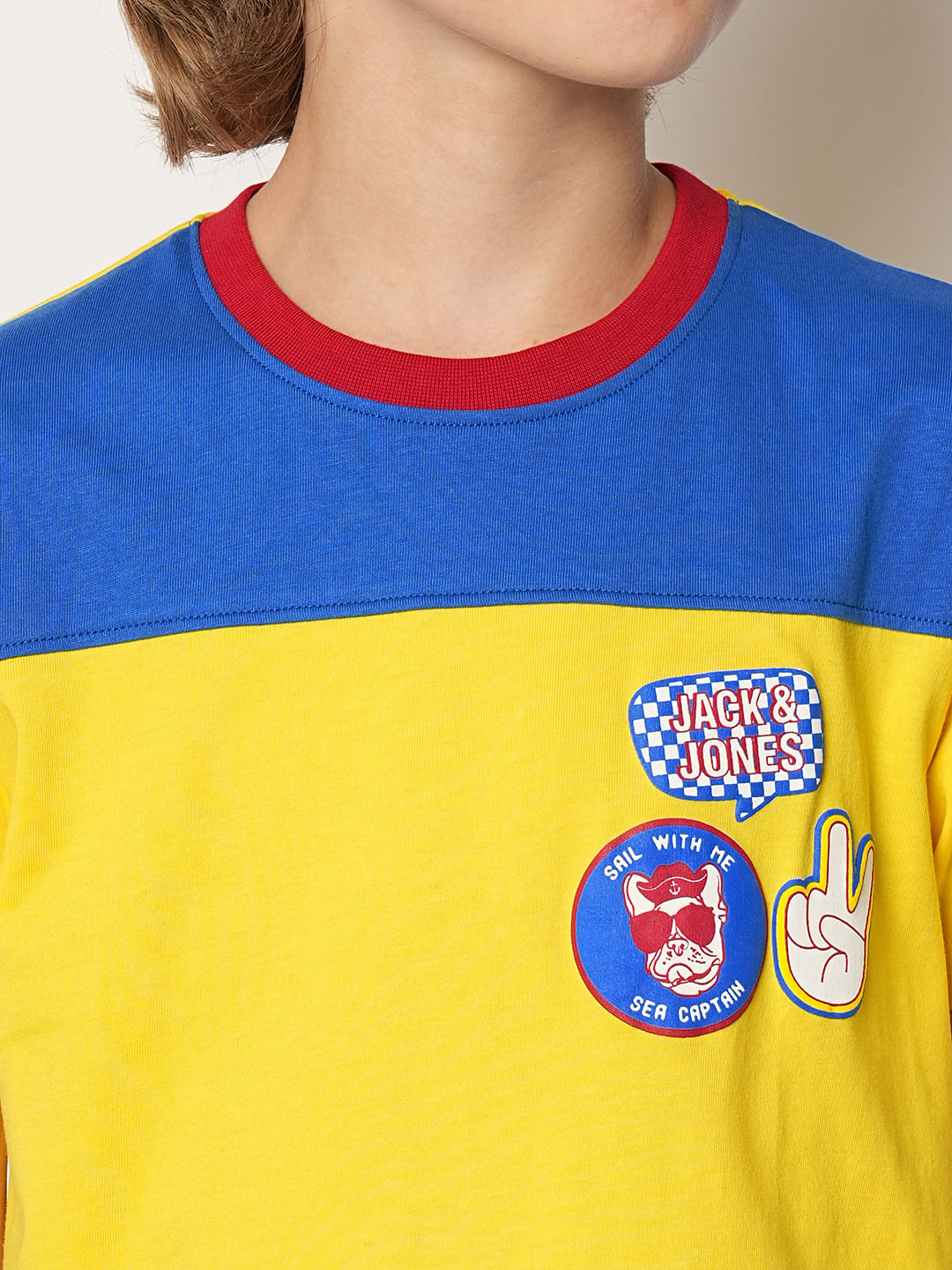 Yellow Colourblocked Crew Neck T-shirt