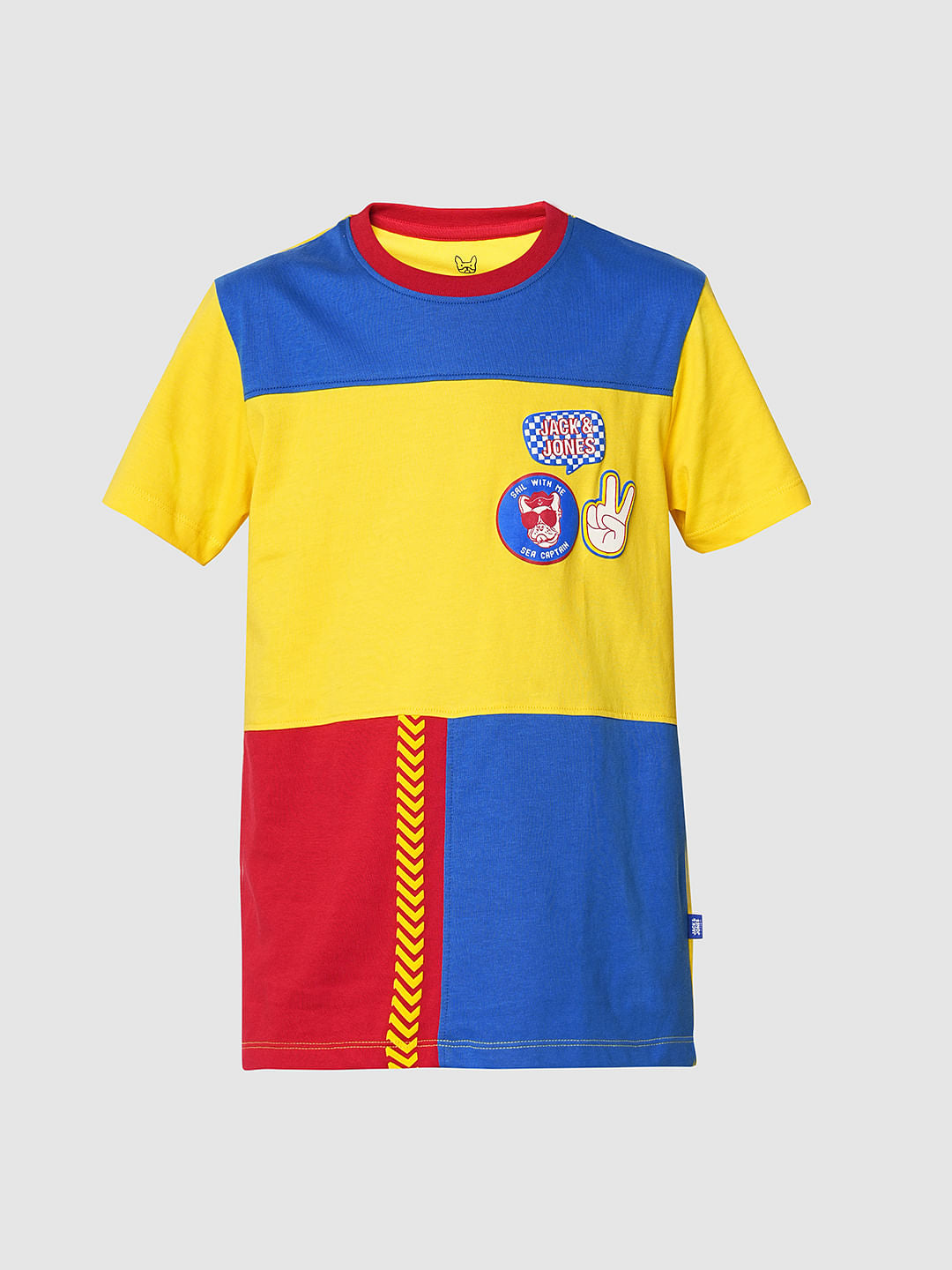 Yellow Colourblocked Crew Neck T-shirt