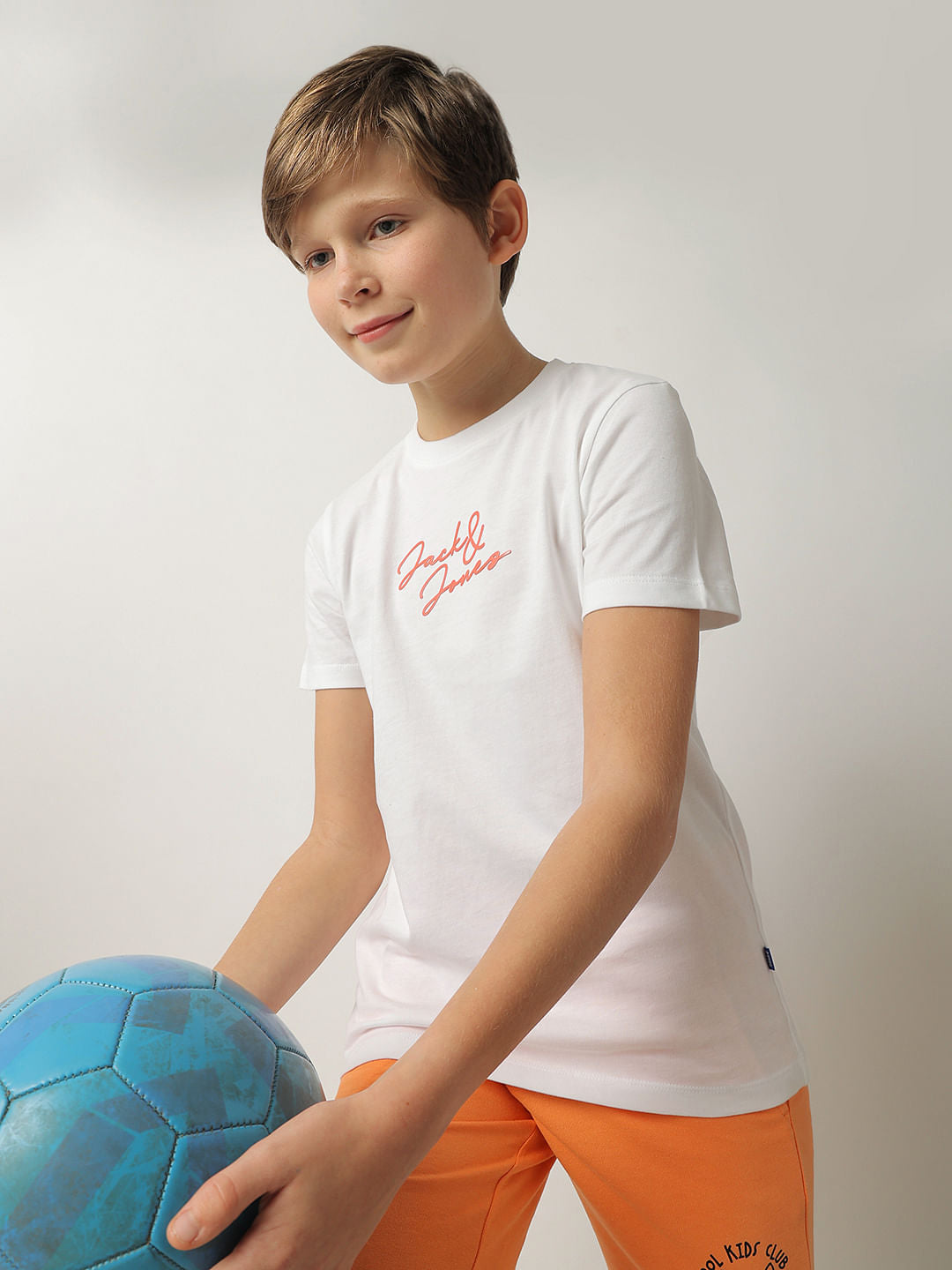 Boys White Glossy Branding T-shirt