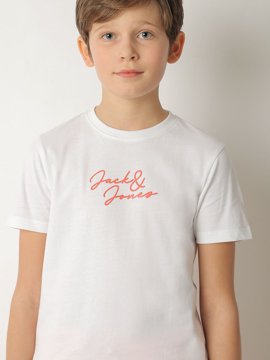 Boys White Glossy Branding T-shirt