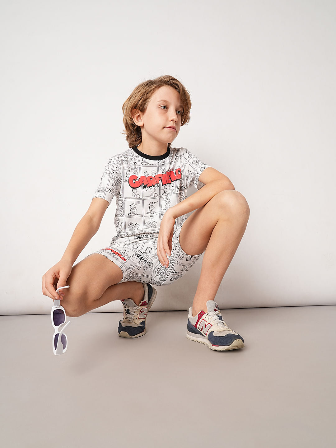 GARFIELD White Printed Co-ord Set Shorts - 4/5Y