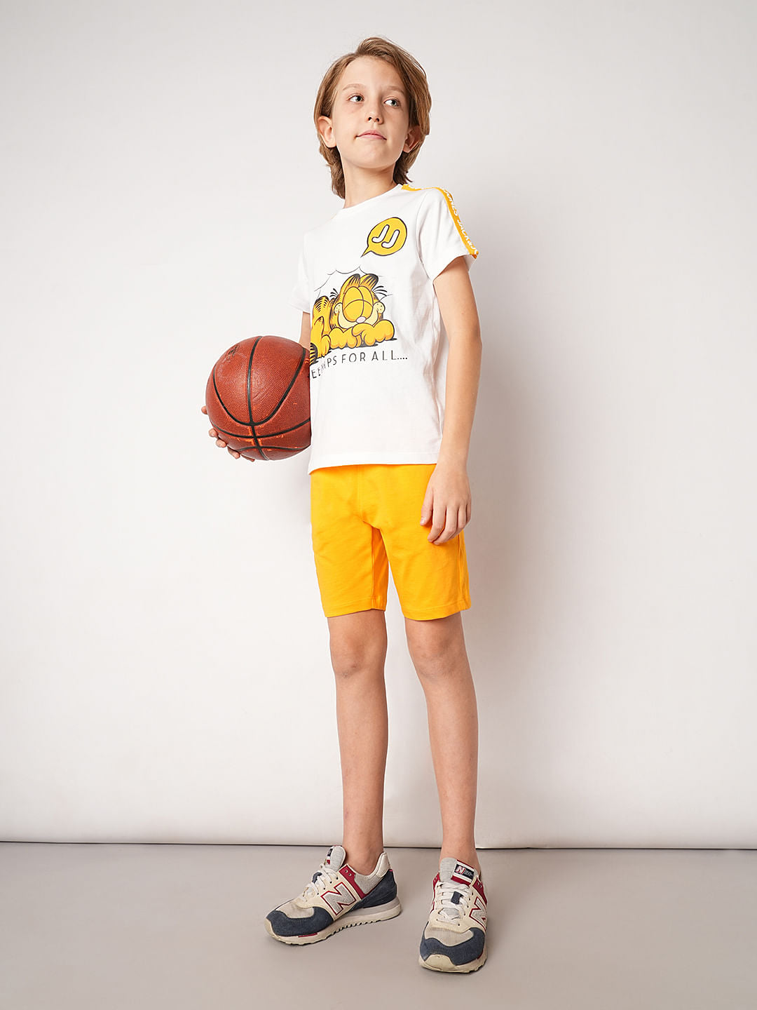 GARFIELD White Printed Cotton T-shirt - 4/5Y