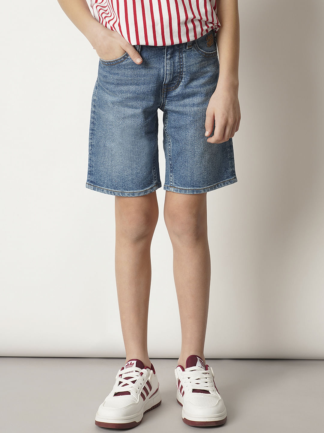 Boys Blue Cotton Denim Shorts