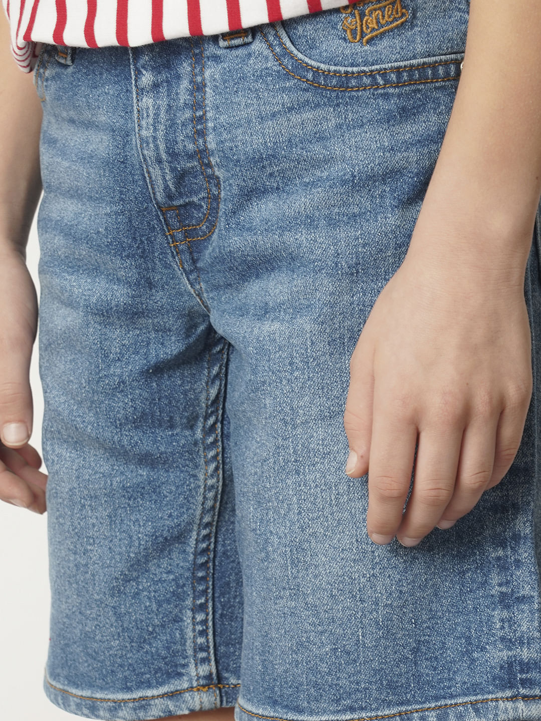 Boys Blue Cotton Denim Shorts