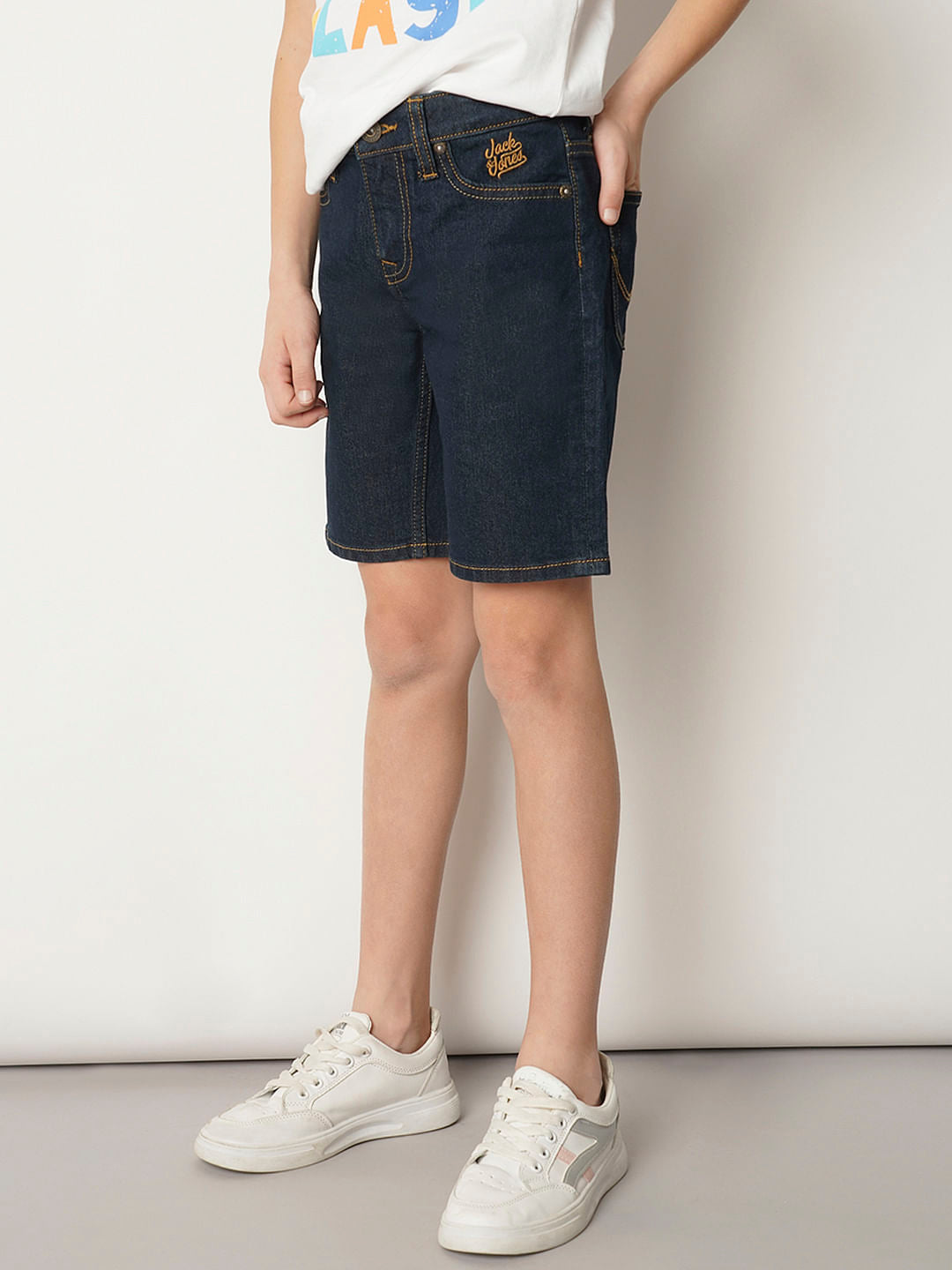 Boys Dark Blue Cotton Denim Shorts