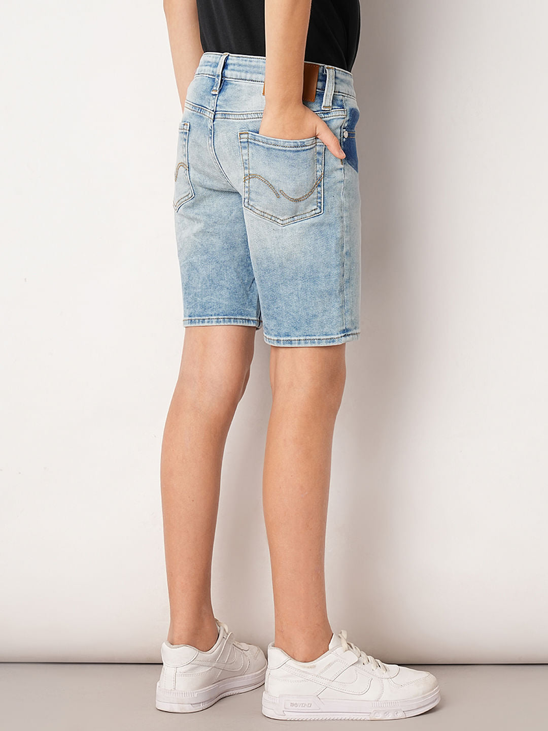 Light Blue Mid Rise Denim Shorts
